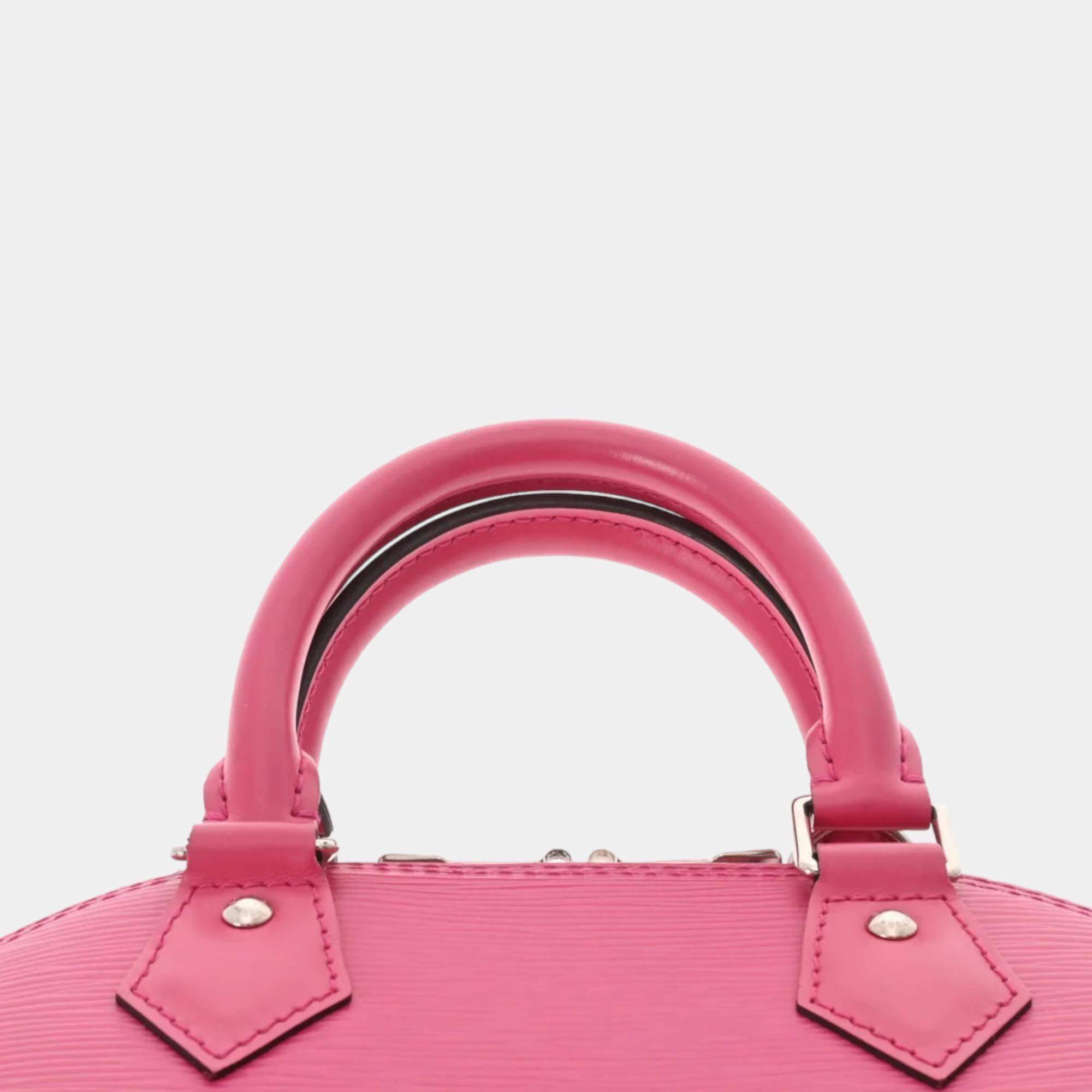 Louis Vuitton Alma Handbag Epi Leather with Logo Jacquard Strap BB Pink  2270971