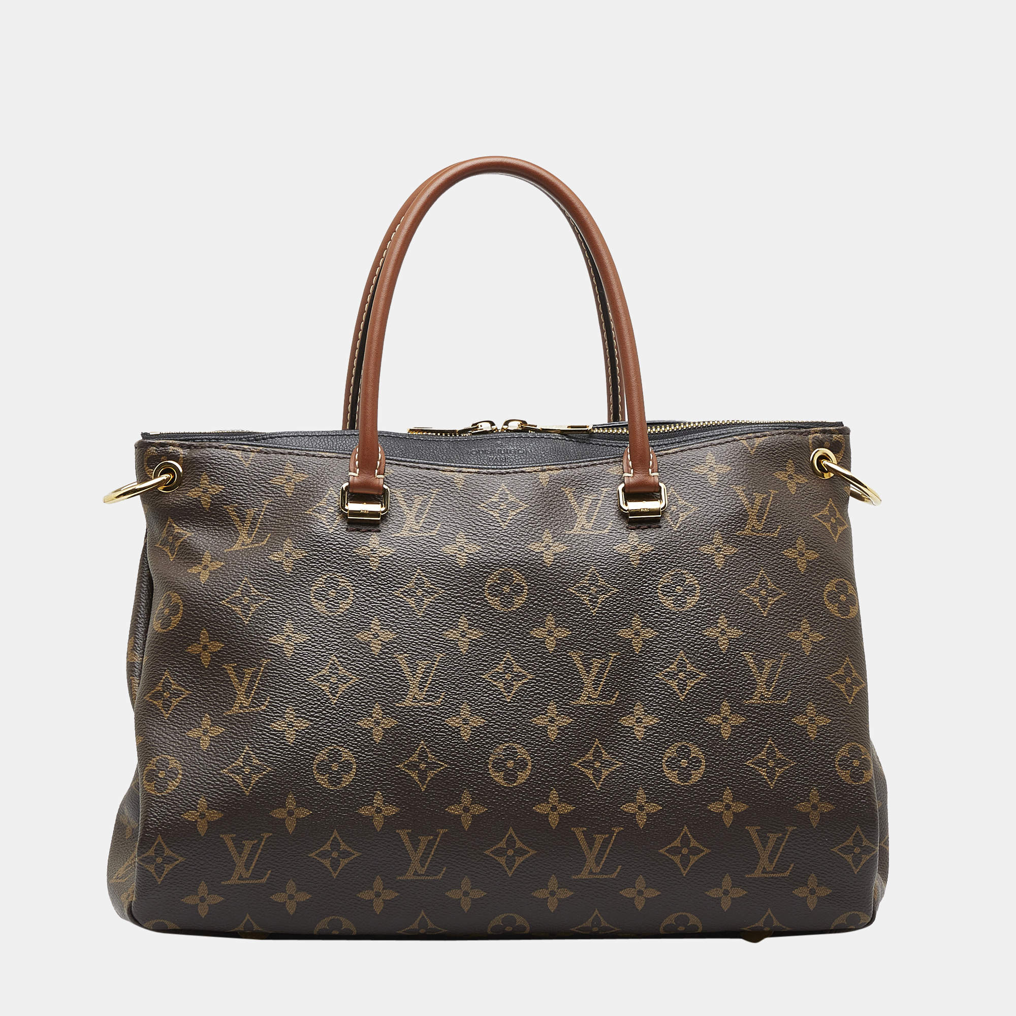 Louis Vuitton Alma MM Monogram LV Satchel Purse Brown Bag Handbag Large Tote  Zip