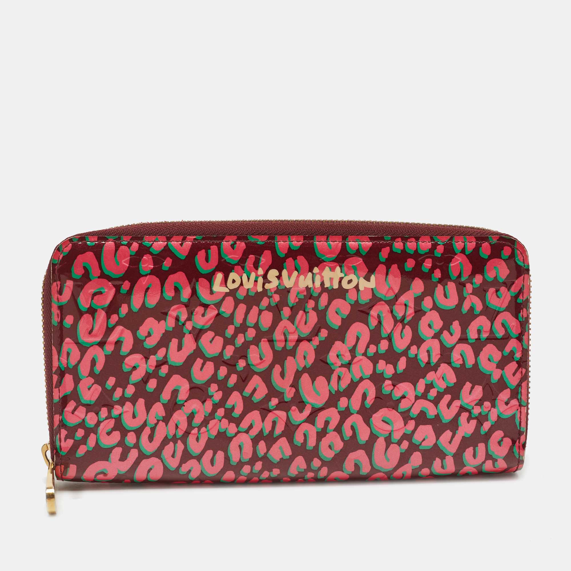 Louis Vuitton Limited Edition Rouge Fauviste Monogram Vernis Leopard Zippy Wallet