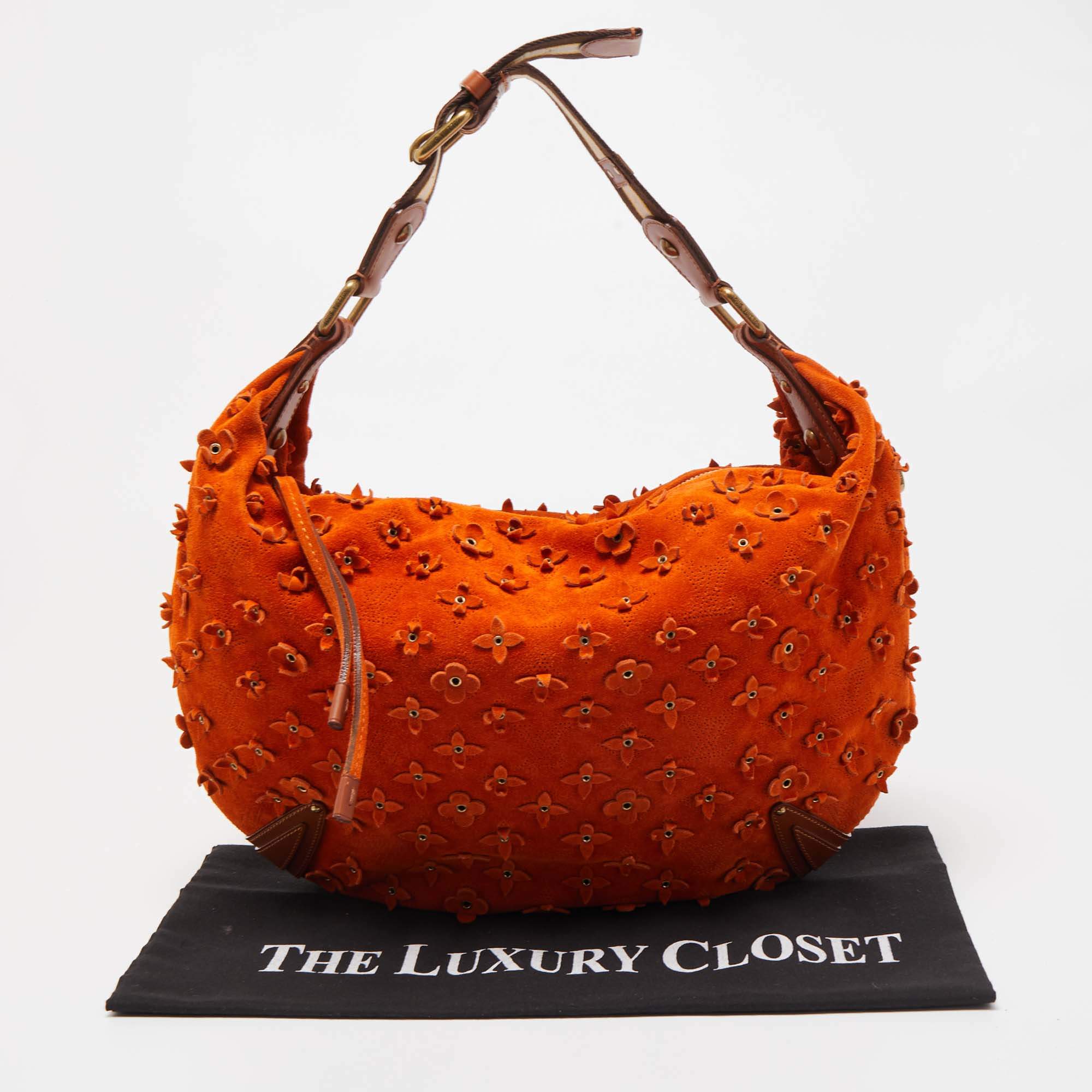 Louis Vuitton Orange Monogram Suede Limited Edition Onatah Fleurs