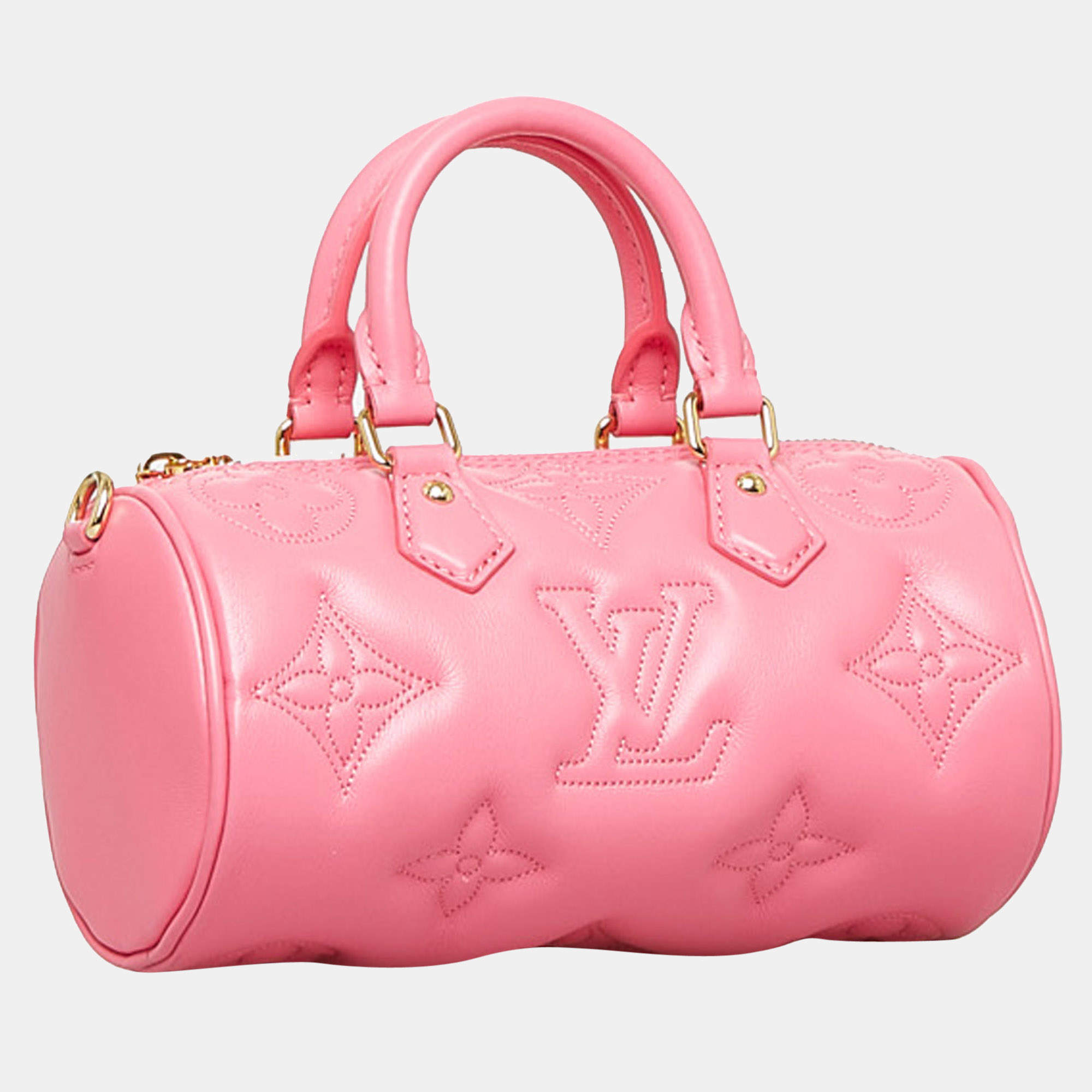 Louis Vuitton Calfskin Embroidered Monogram Pop My Heart Bag Pink