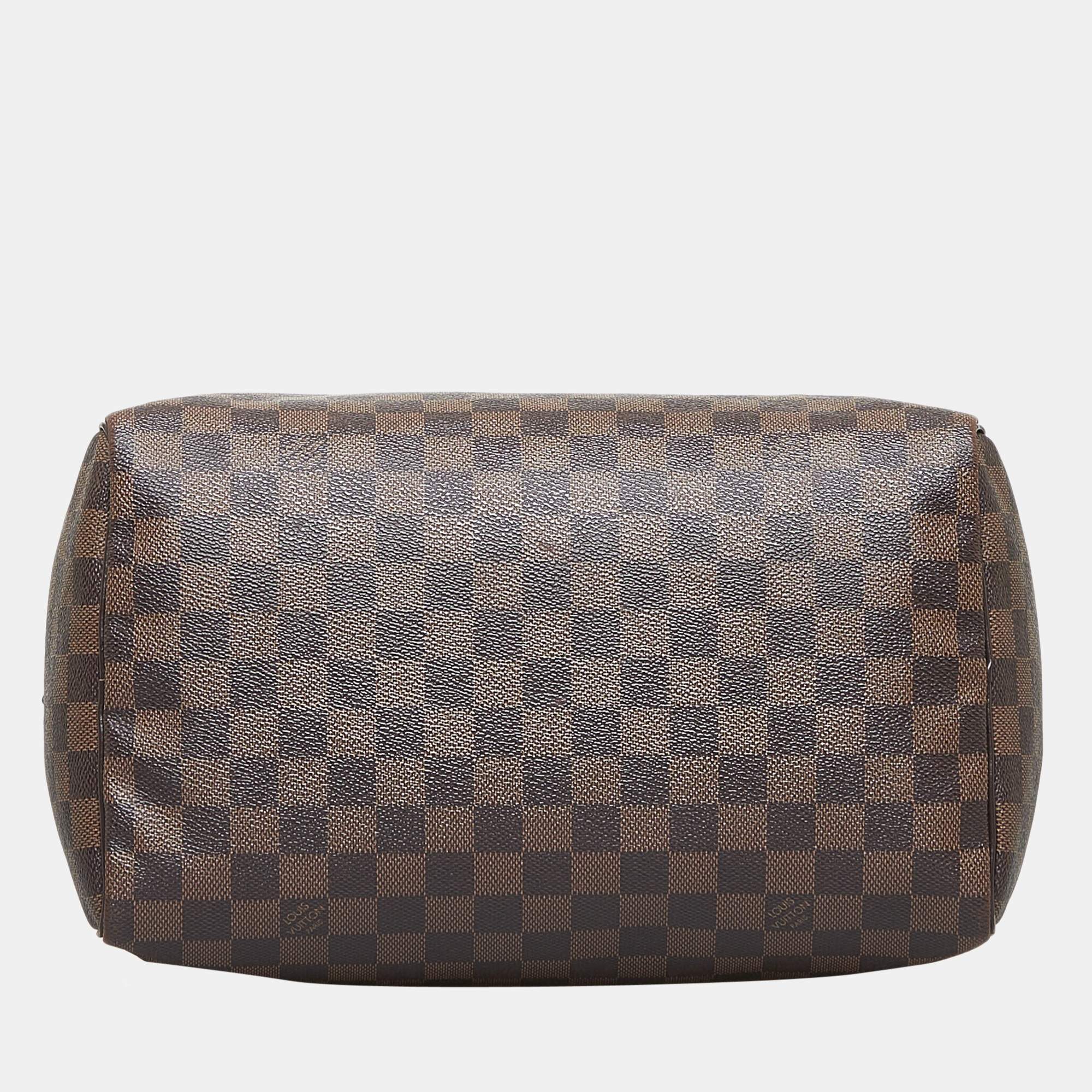 Louis Vuitton Speedy 30 Handbag in Ebene Damier Canvas and Brown