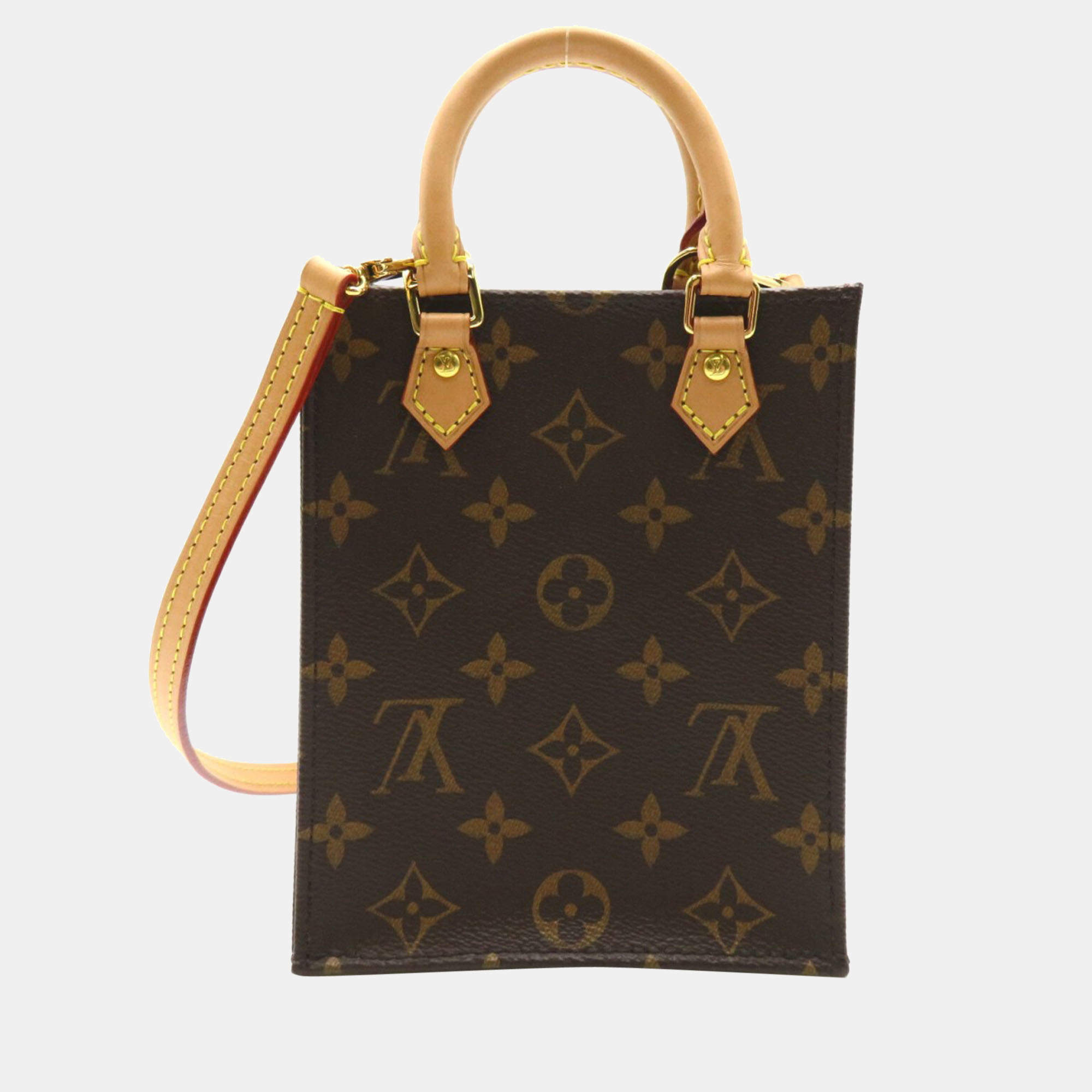 Louis Vuitton Petit Sac Plat Monogram Beige Coated Canvas