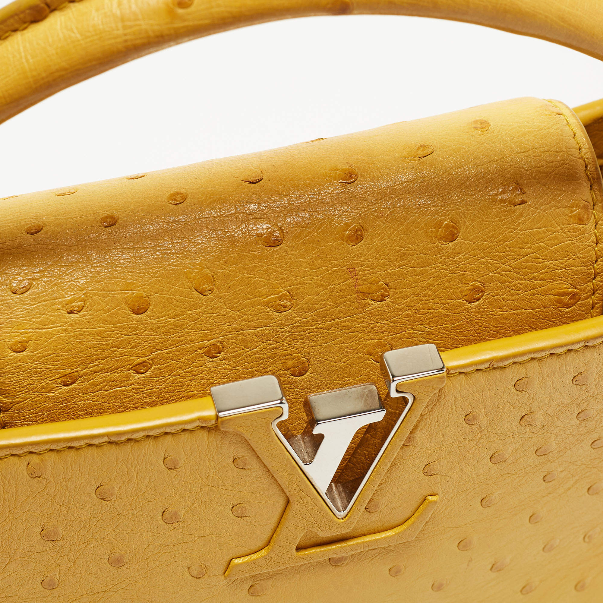 Louis Vuitton Yellow Ostrich Capucines Mini Silver Hardware