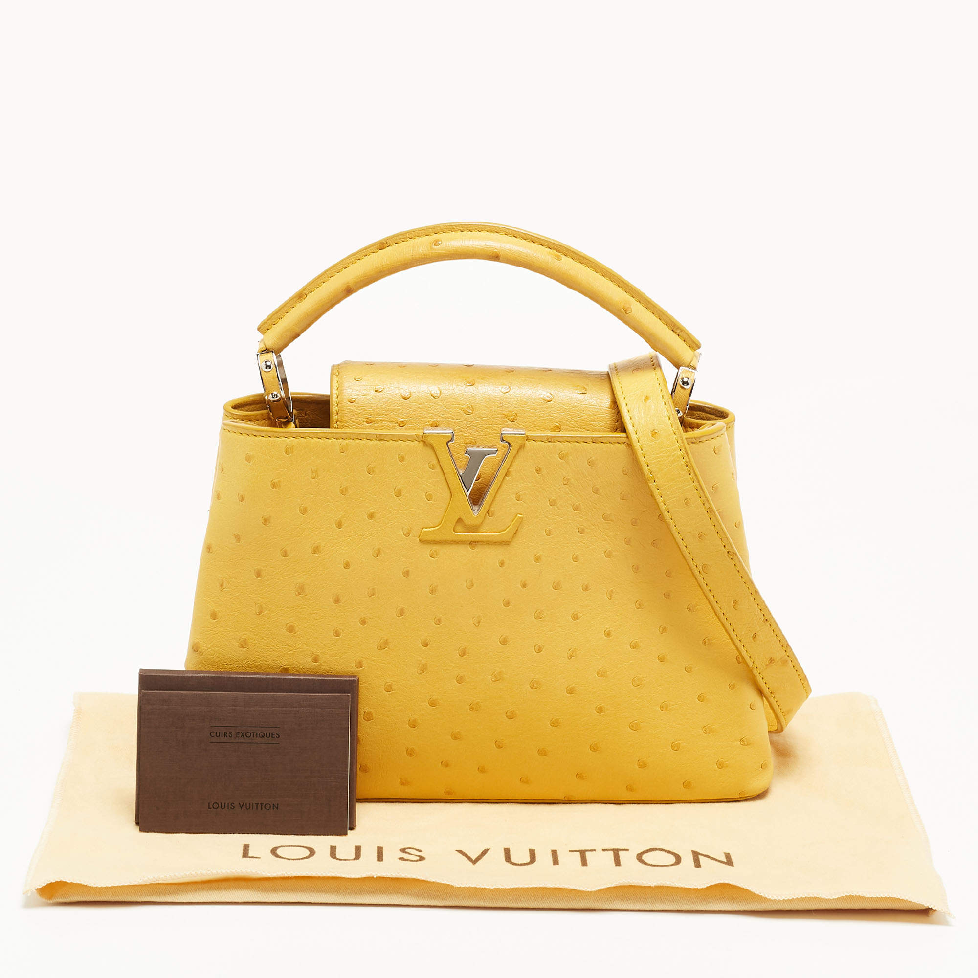 Louis Vuitton Yellow Ostrich Leather Capucines Bb Bag