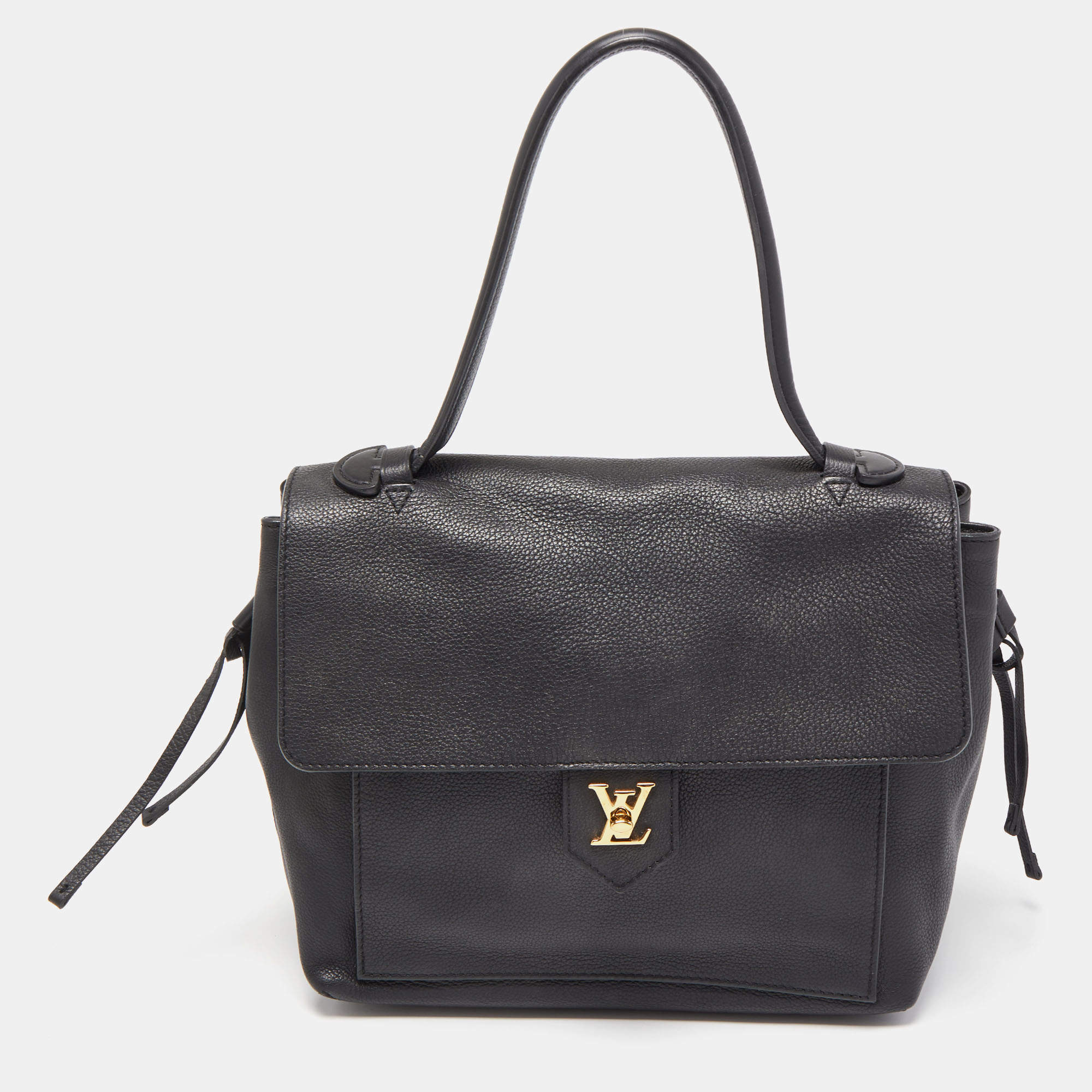 Pre Owned Louis Vuitton Black Leather Lockme MM Bag