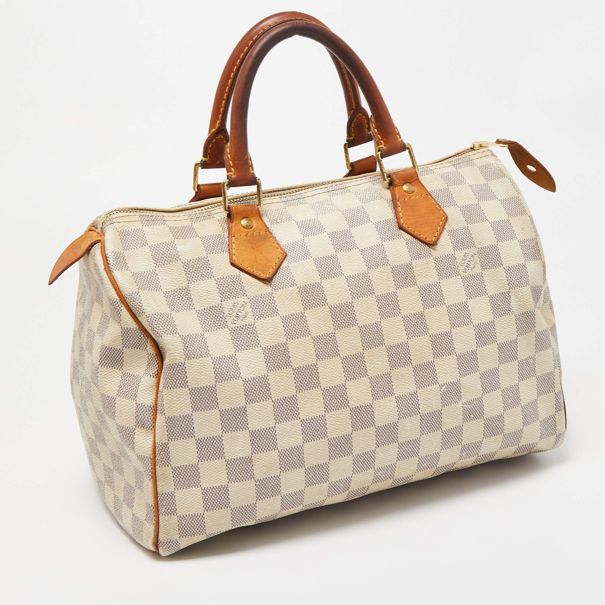 Louis Vuitton Speedy 30 White Damier Azur Hand Bag Made In France