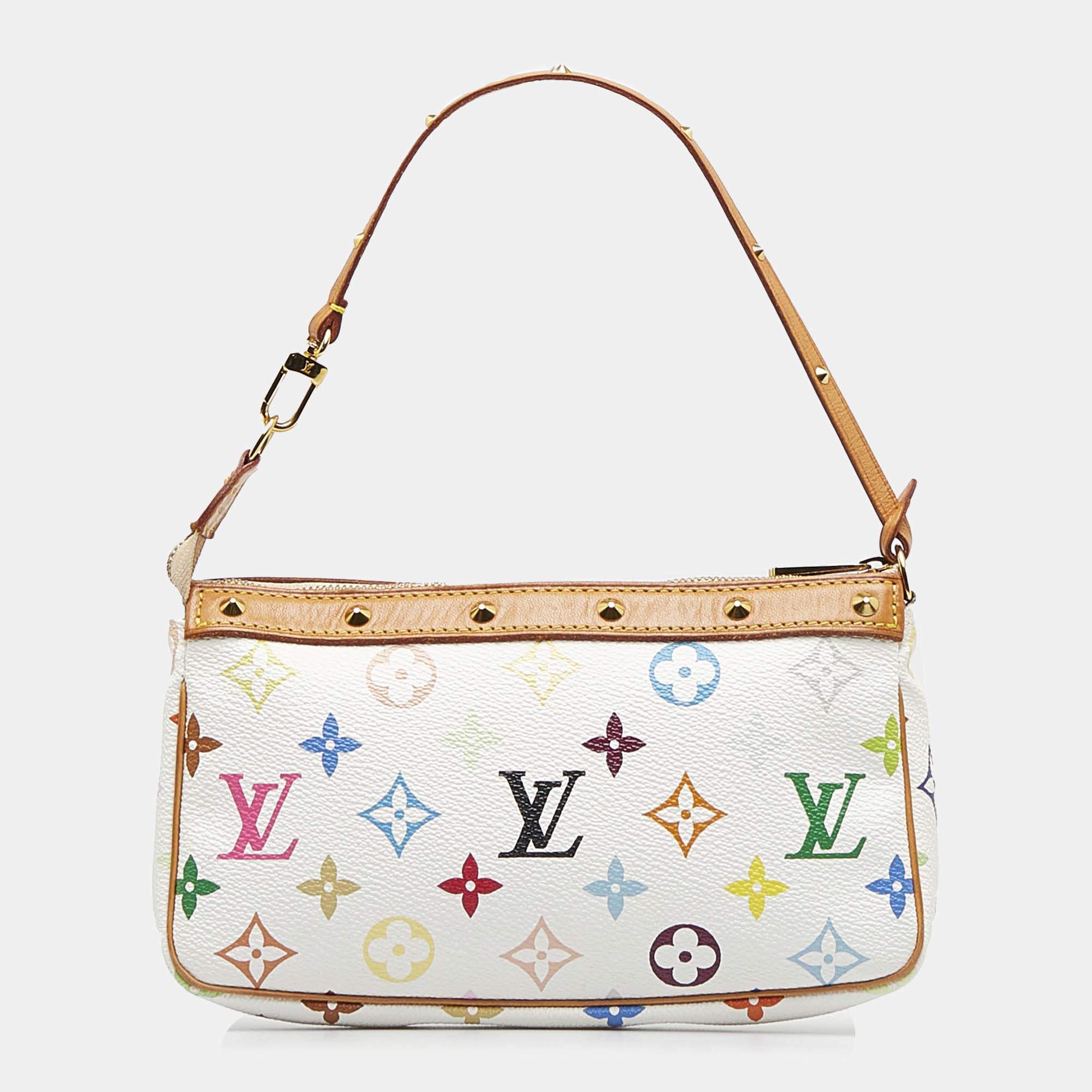 Louis Vuitton Pattern Print, White Monogram Multicolore Greta Bag