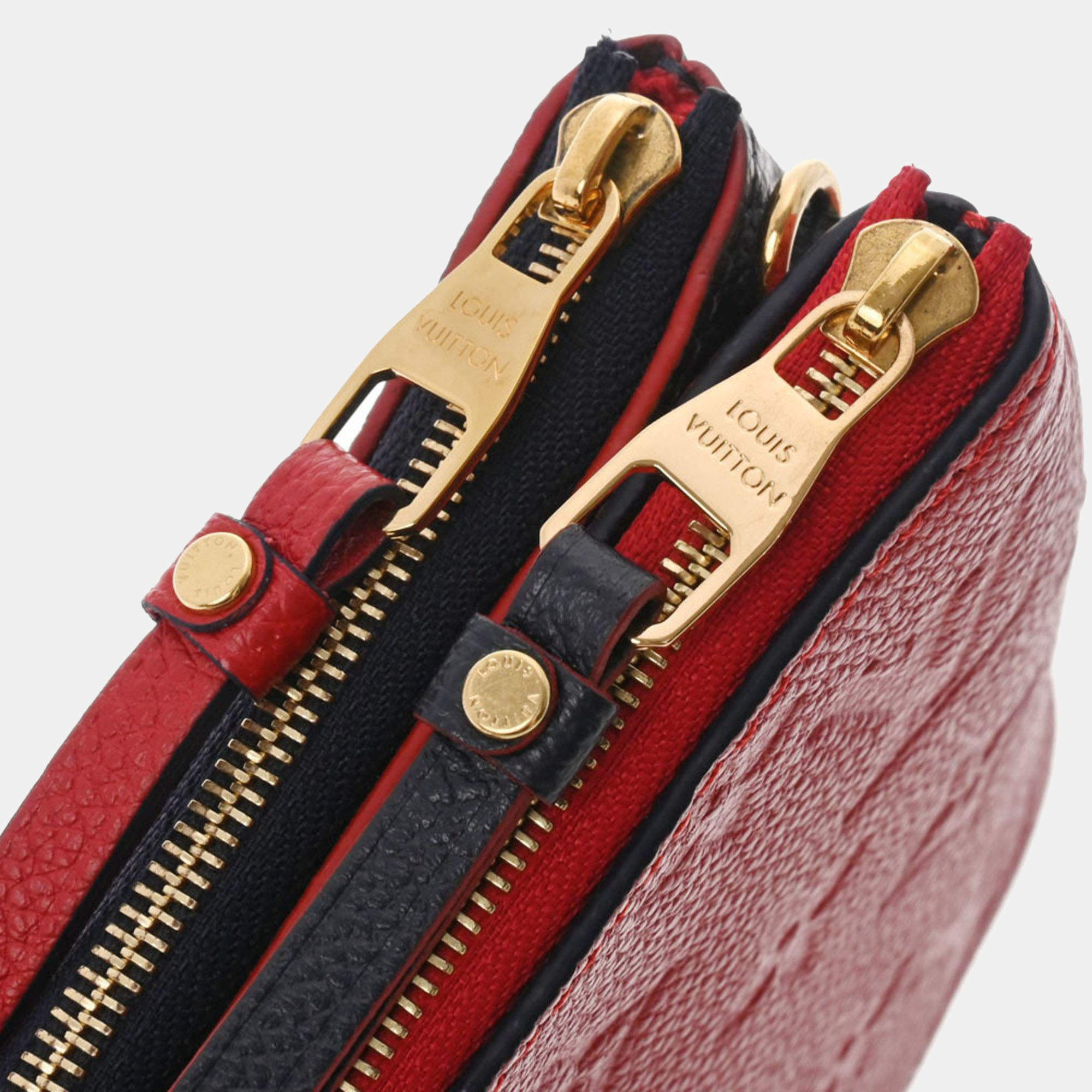 Navy and Red Monogram Empreinte Leather Double Zip Pochette Gold Hardware