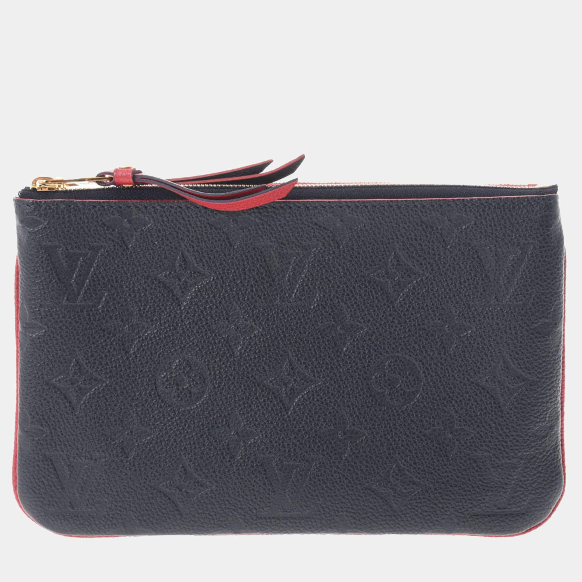 Louis Vuitton Blue/Red Monogram Empreinte Leather Double Zip Pochette