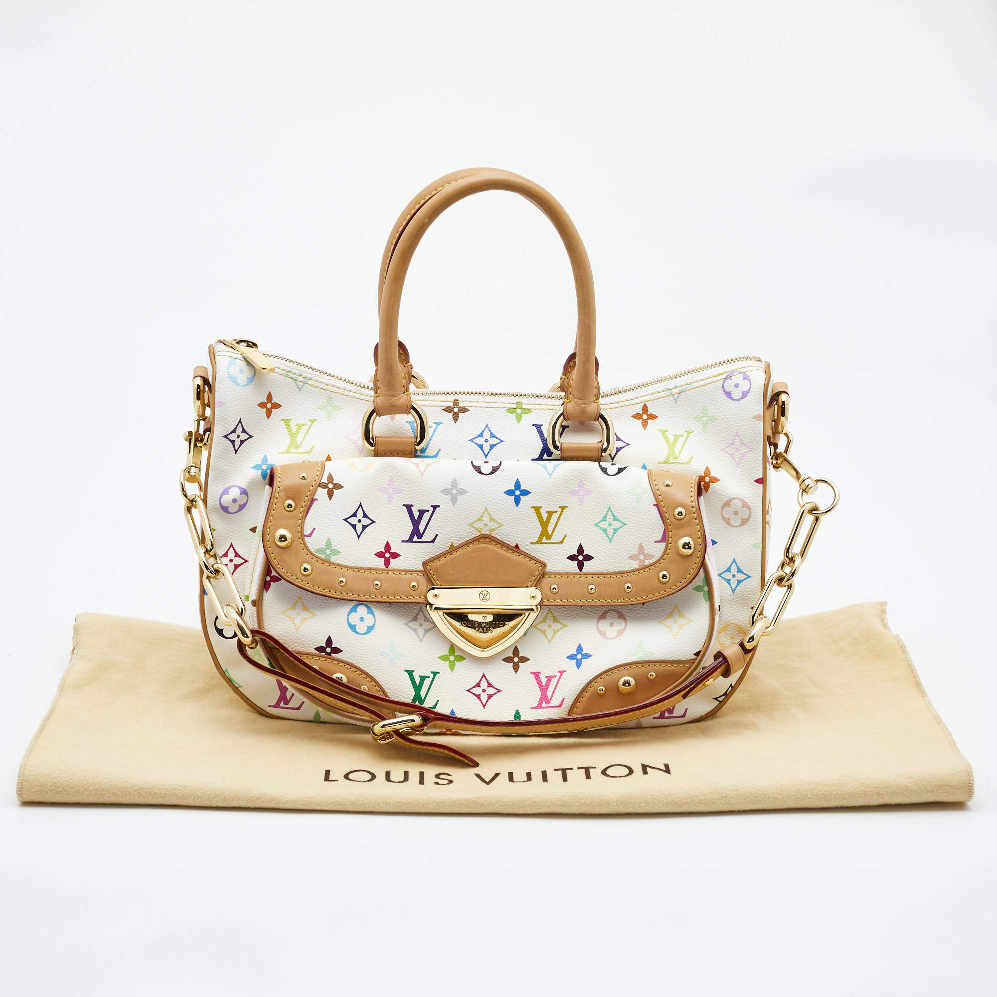 Louis Vuitton Rita White Multicolor Monogram Canvas 2 way Bag at