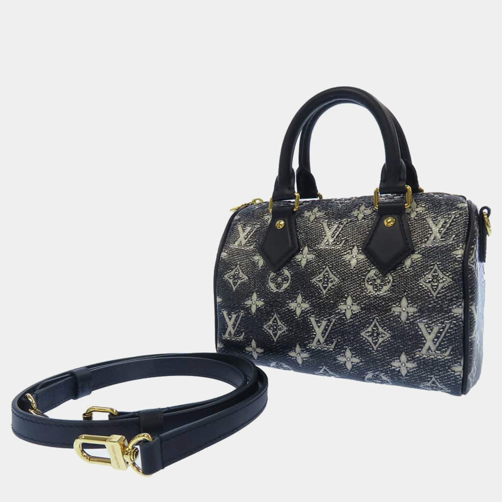 LOUIS VUITTON Jacquard Speedy Bandouliere 20 Shoulder Strap Black