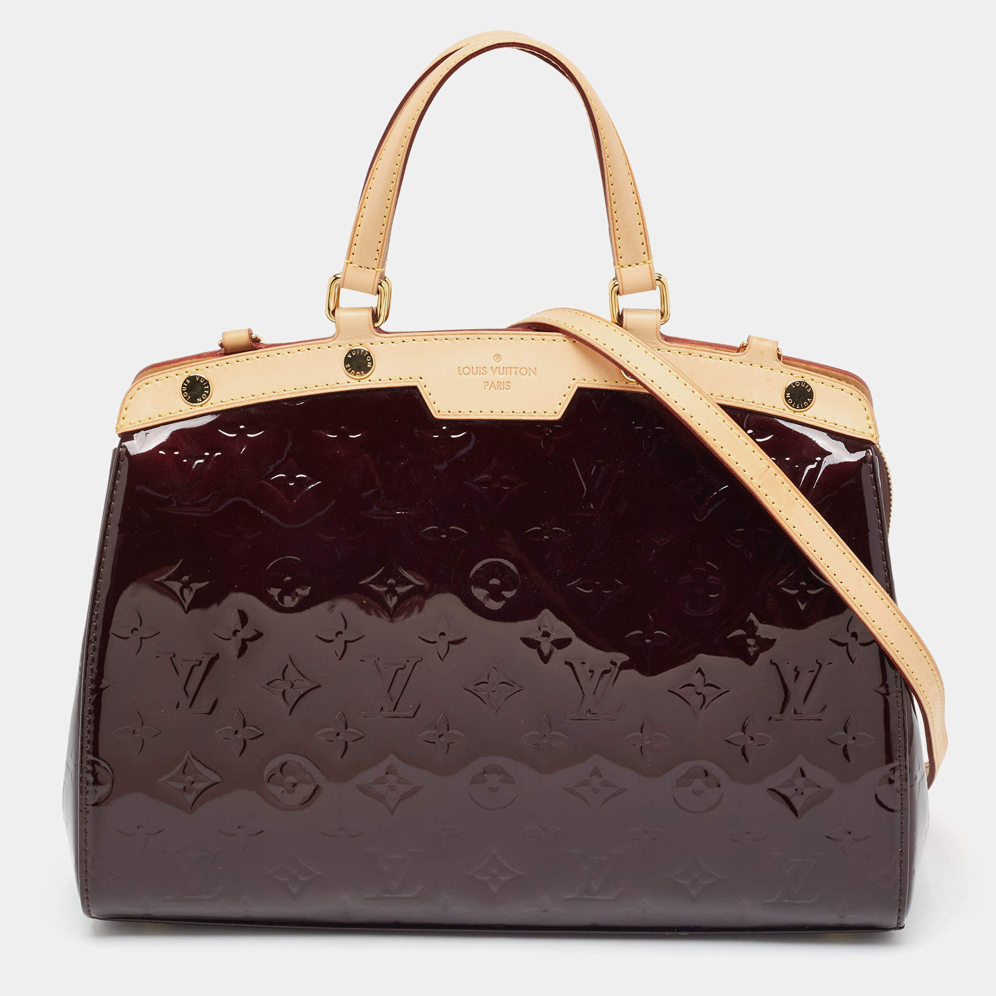 Pre Owned Louis Vuitton Amarante Monogram Vernis Brea MM Bag