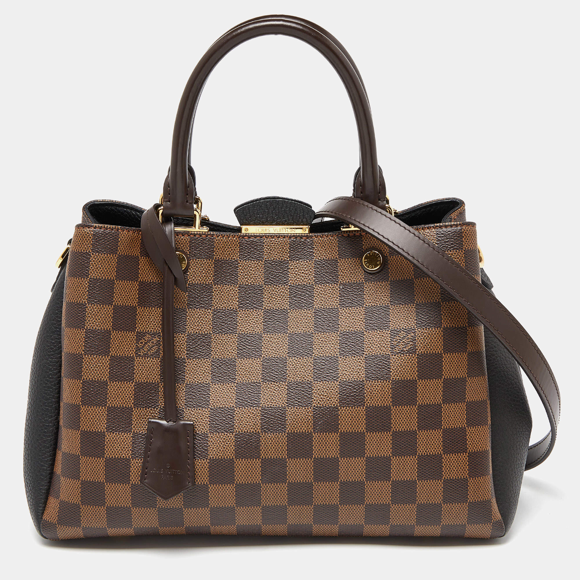 Pre Owned Louis Vuitton Black Damier Ebene Canvas Brittany Bag