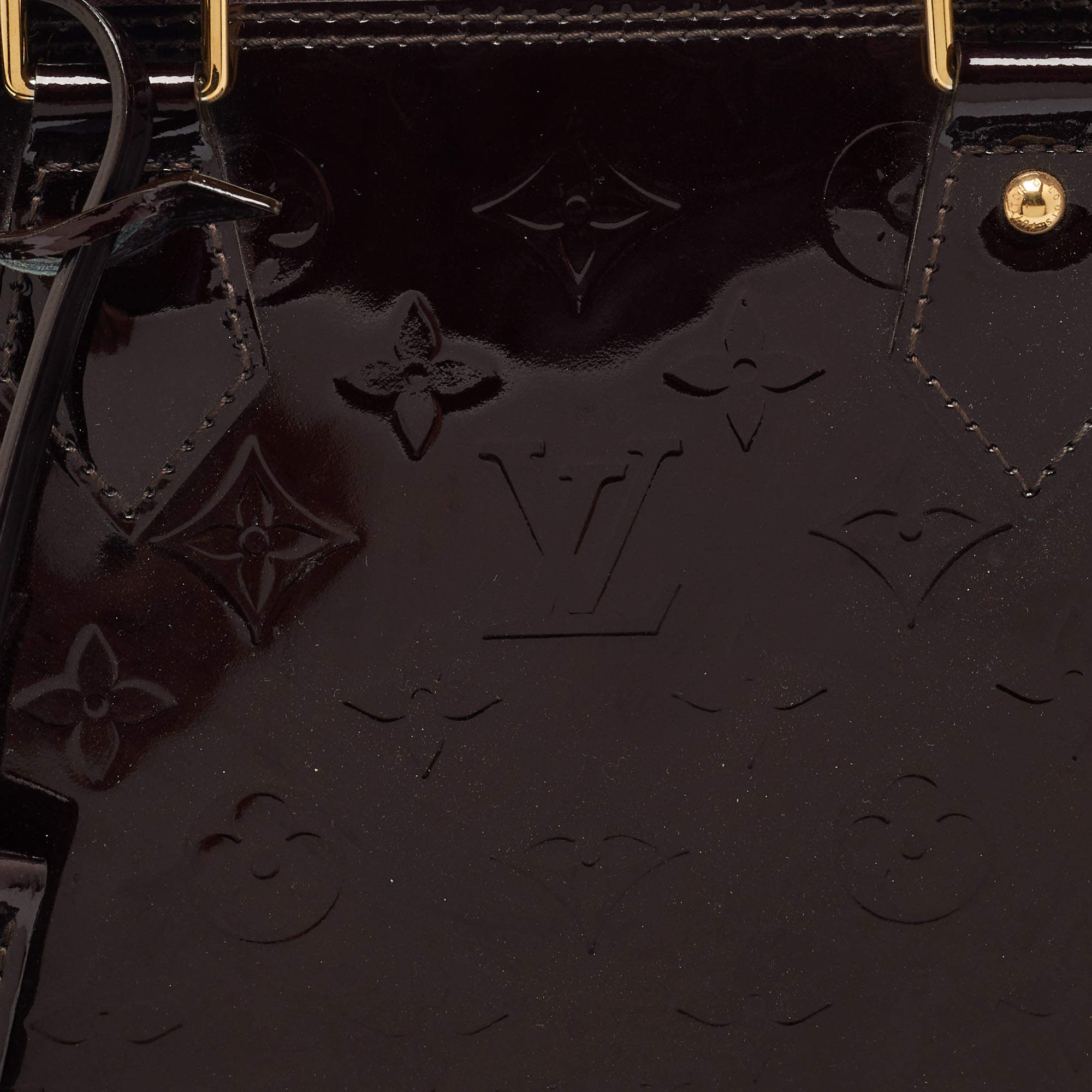 Pre Owned Louis Vuitton Amarante Monogram Vernis  Alma PM Bag