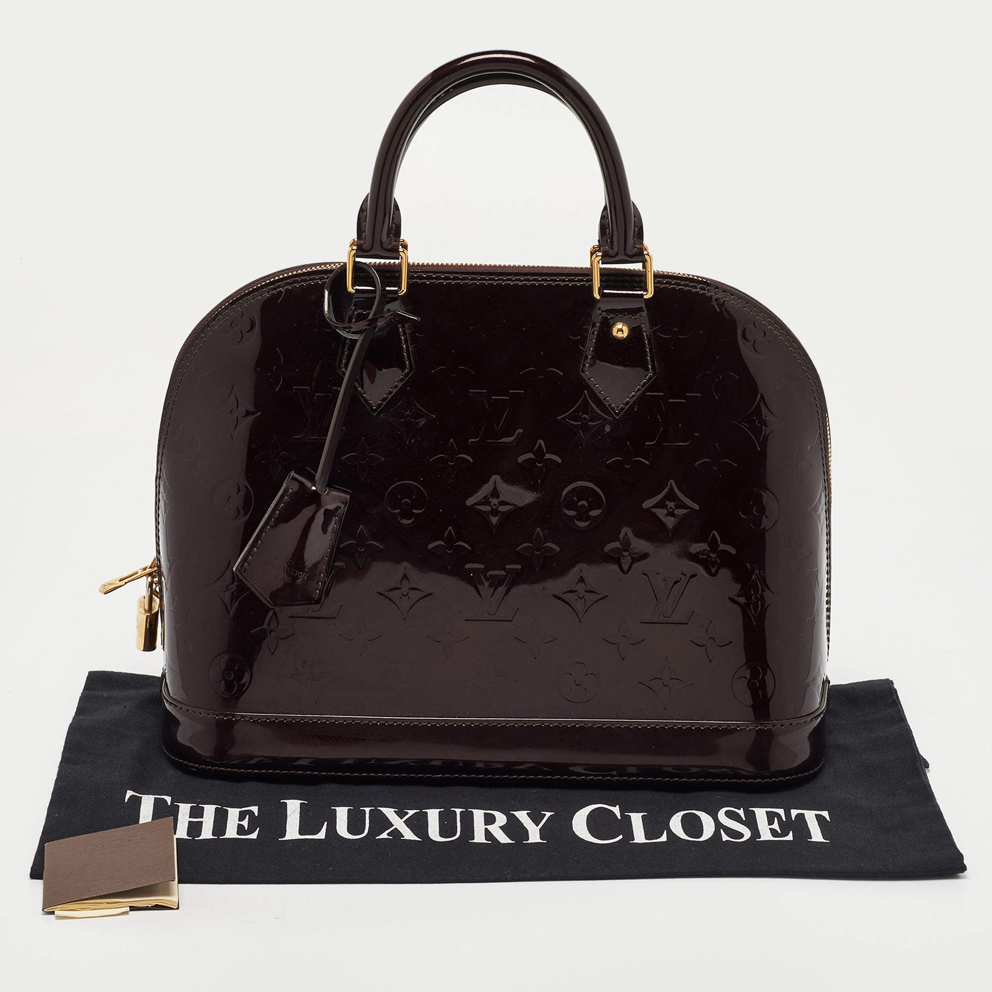 Pre Owned Louis Vuitton Amarante Monogram Vernis  Alma PM Bag
