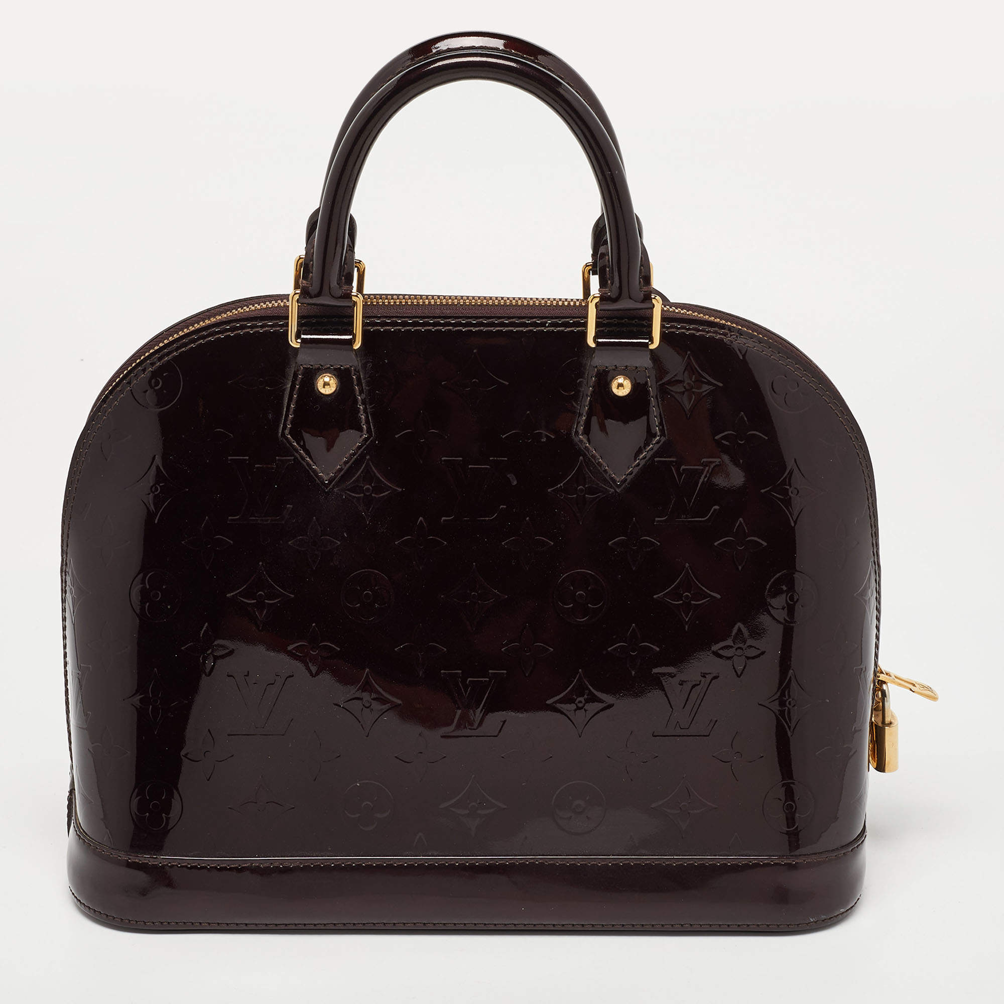 Pre Owned Louis Vuitton Amarante Monogram Vernis  Alma PM Bag