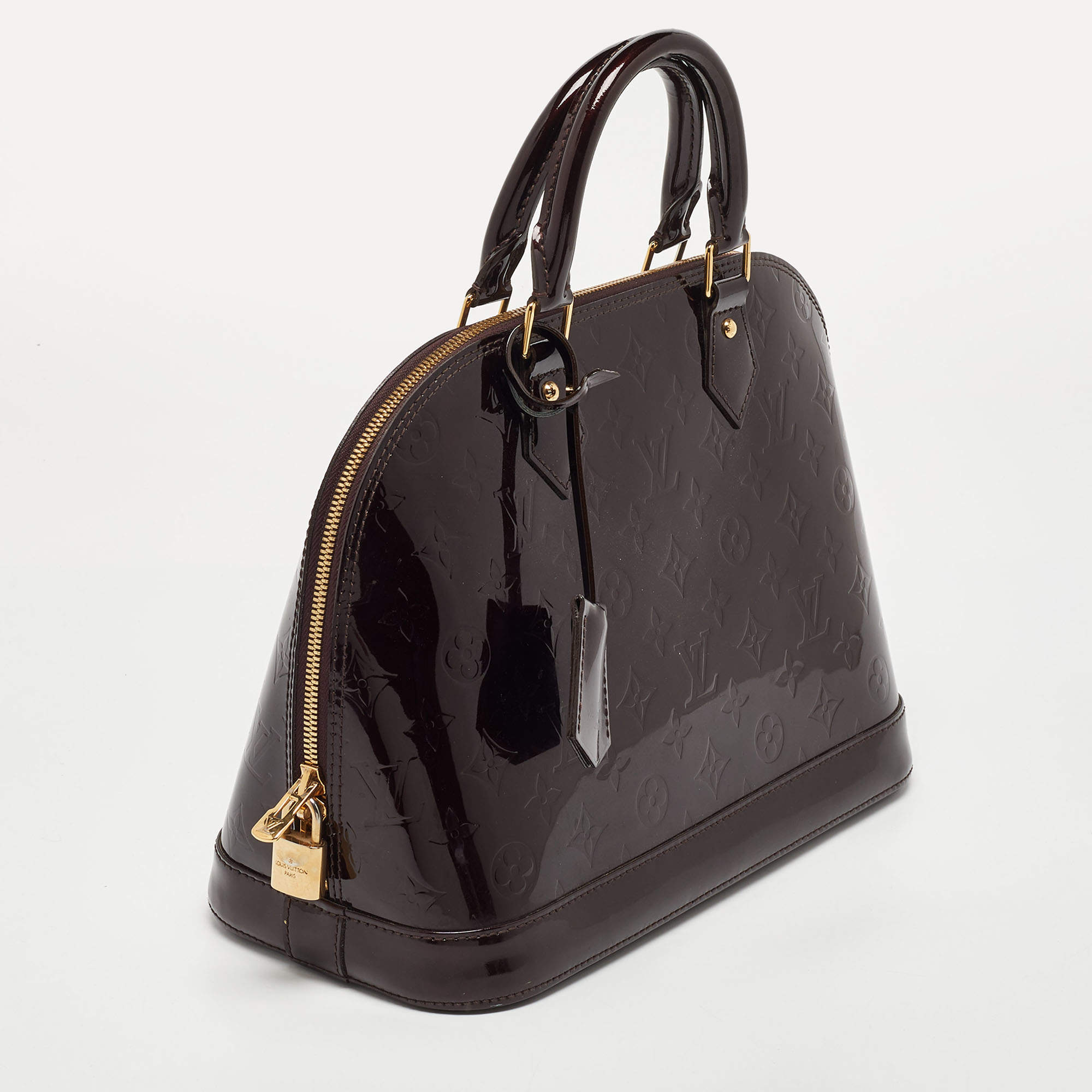Pre Owned Louis Vuitton Amarante Monogram Vernis  Alma PM Bag