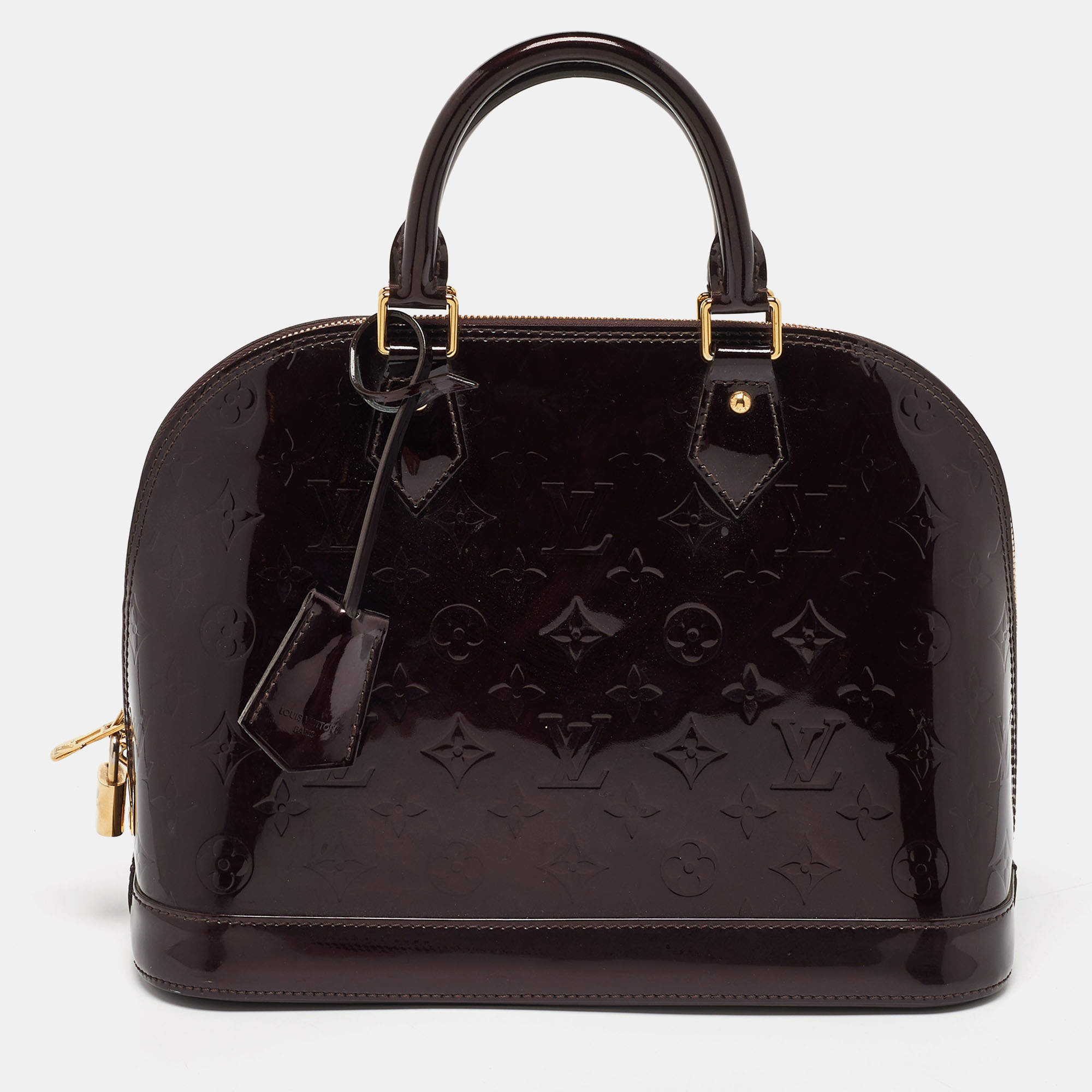 Pre Owned Louis Vuitton Amarante Monogram Vernis  Alma PM Bag
