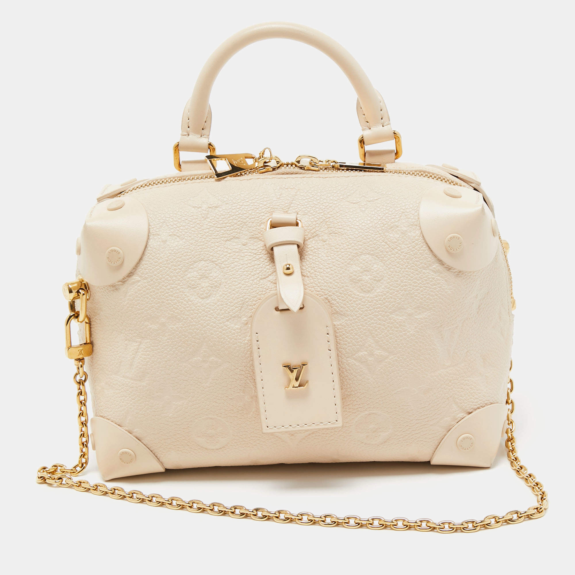 Pre Owned Louis Vuitton Neige Monogram Empreinte Leather Petite Malle Souple Bag