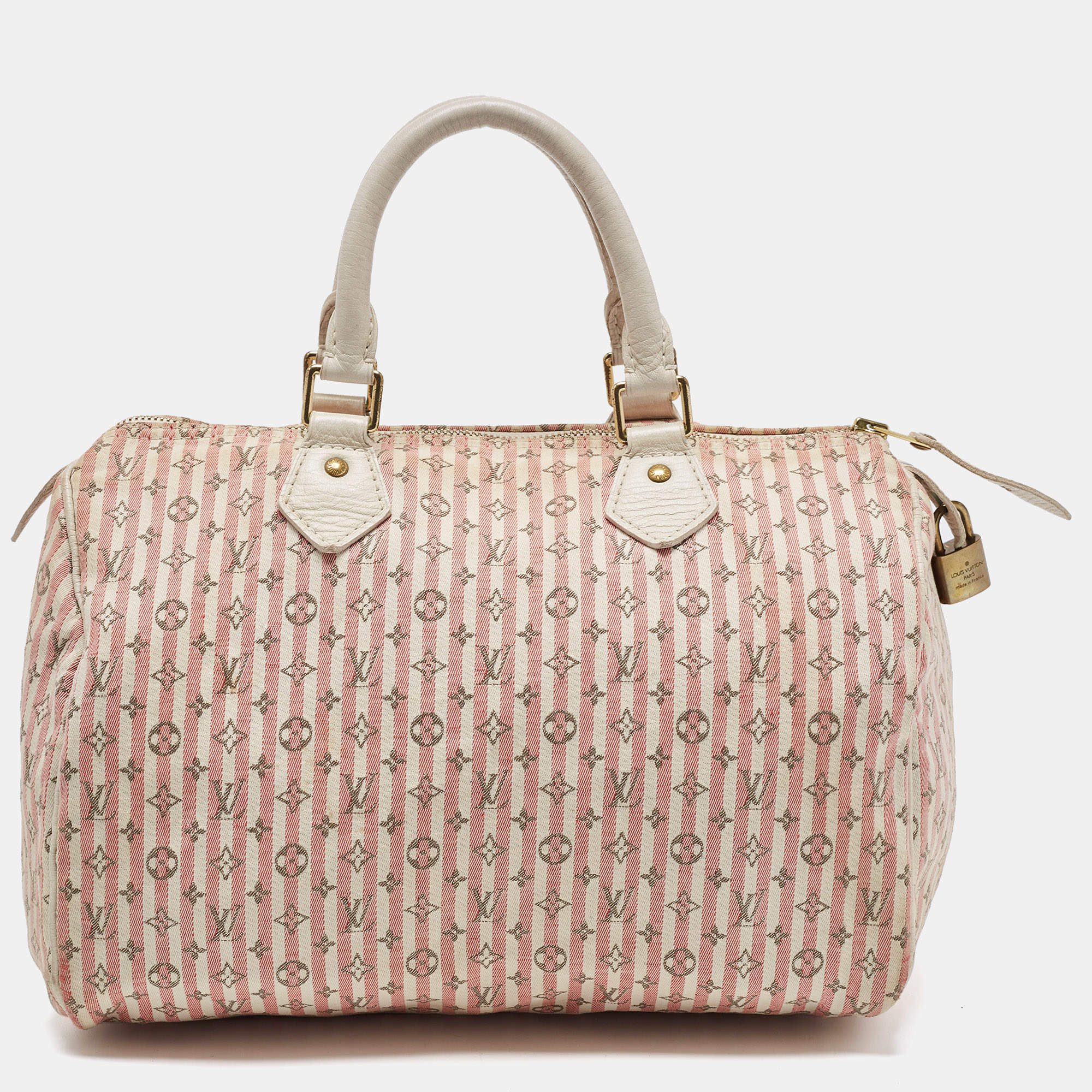 Pre Owned Louis Vuitton Rouge Croisette Mini Lin Canvas Speedy 30 Bag