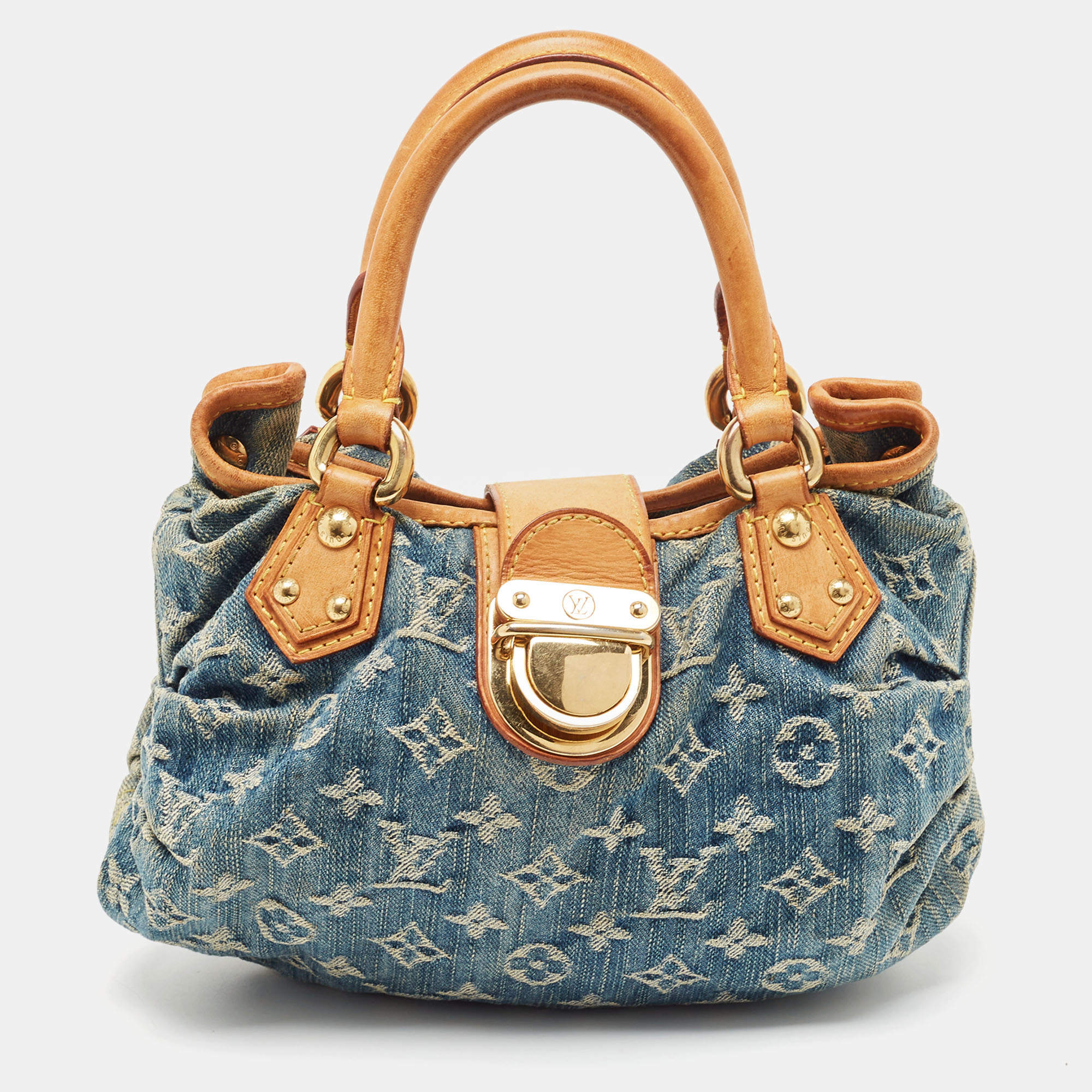 Pre Owned Louis Vuitton Blue Monogram Denim Pleaty Bag