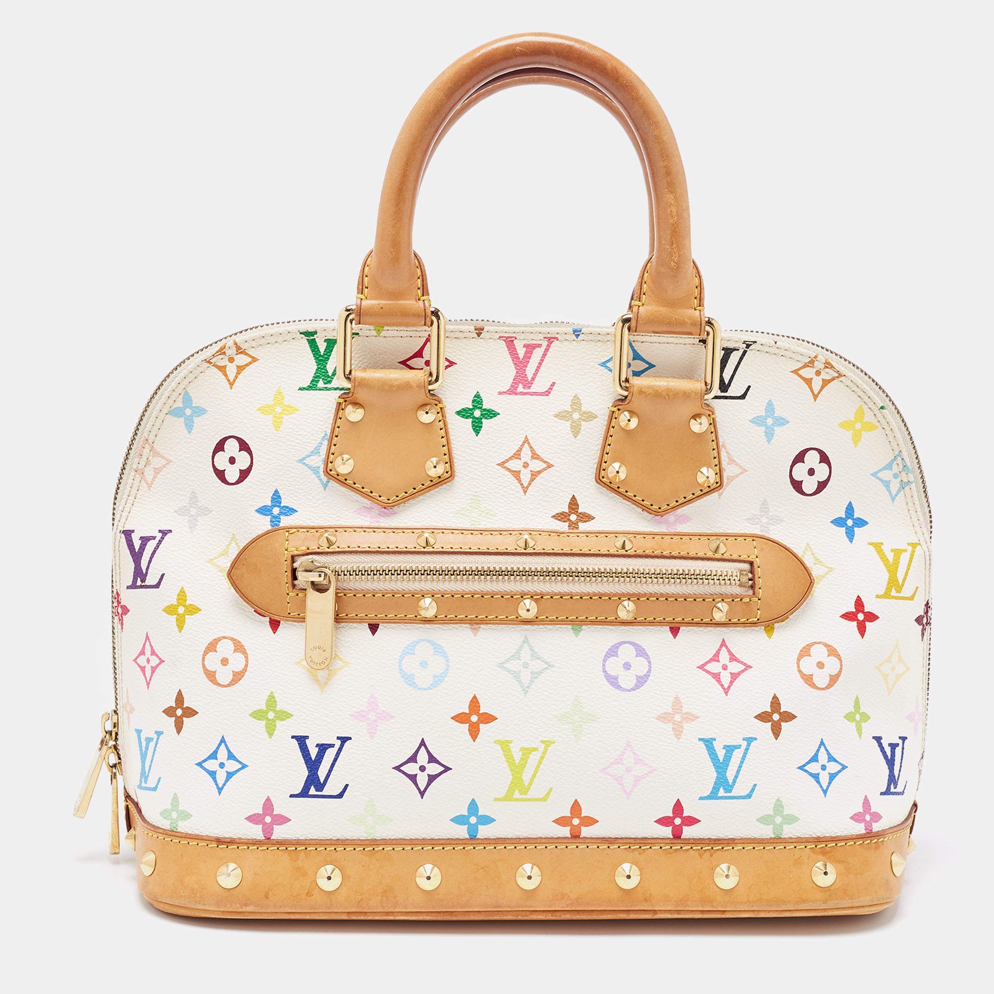 Pre Owned Louis Vuitton White Monogram Multicolore Canvas Alma PM Bag