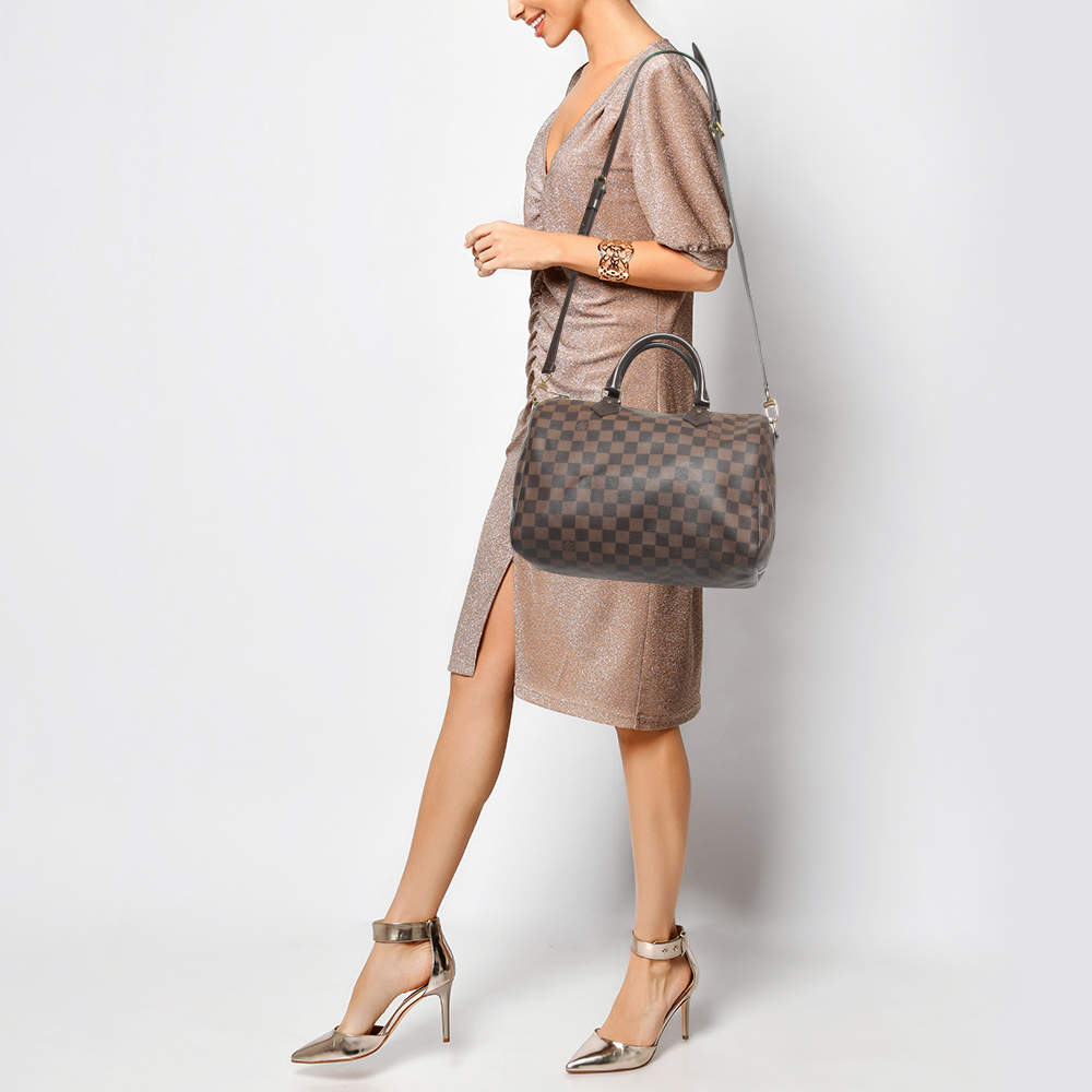 .com: Louis Vuitton Damier Ebene Canvas Speedy Bandouliere