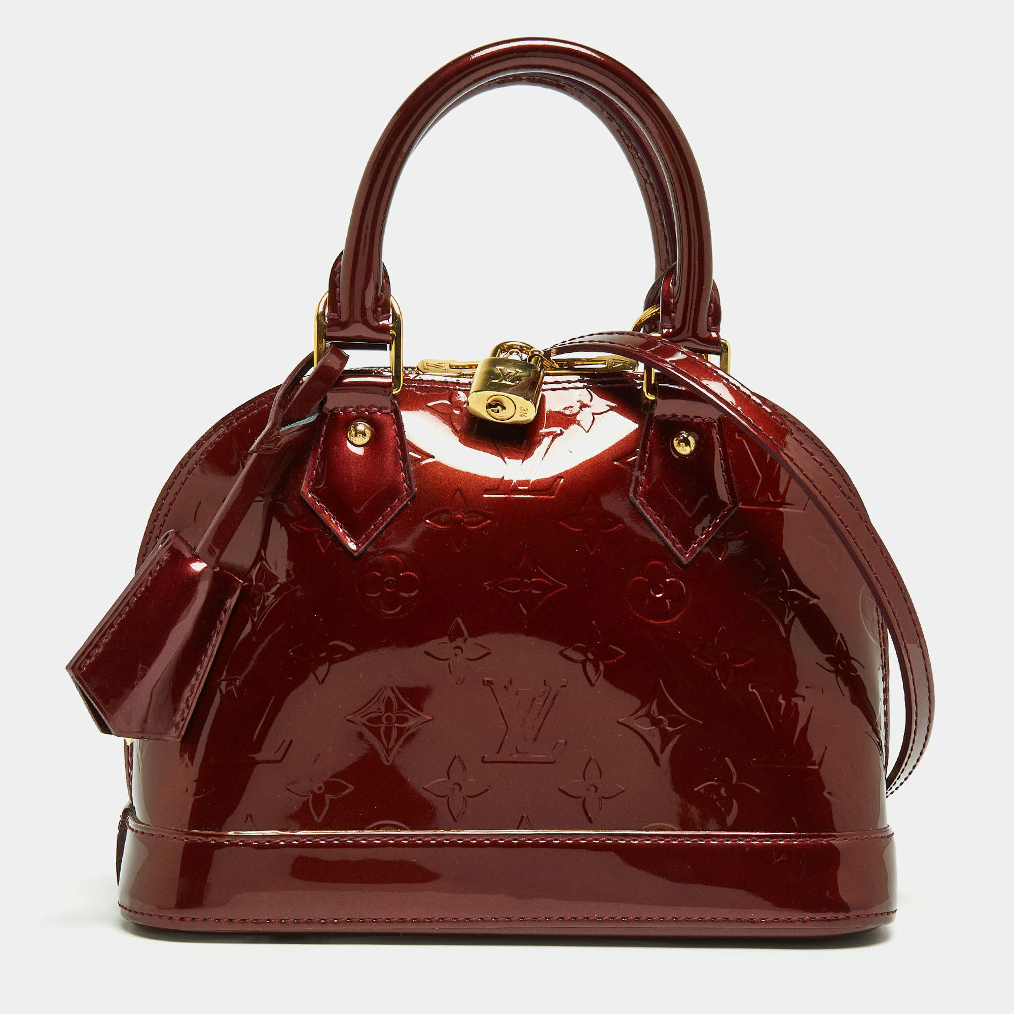 Pre Owned Louis Vuitton Amarante Monogram Vernis Alma BB Bag
