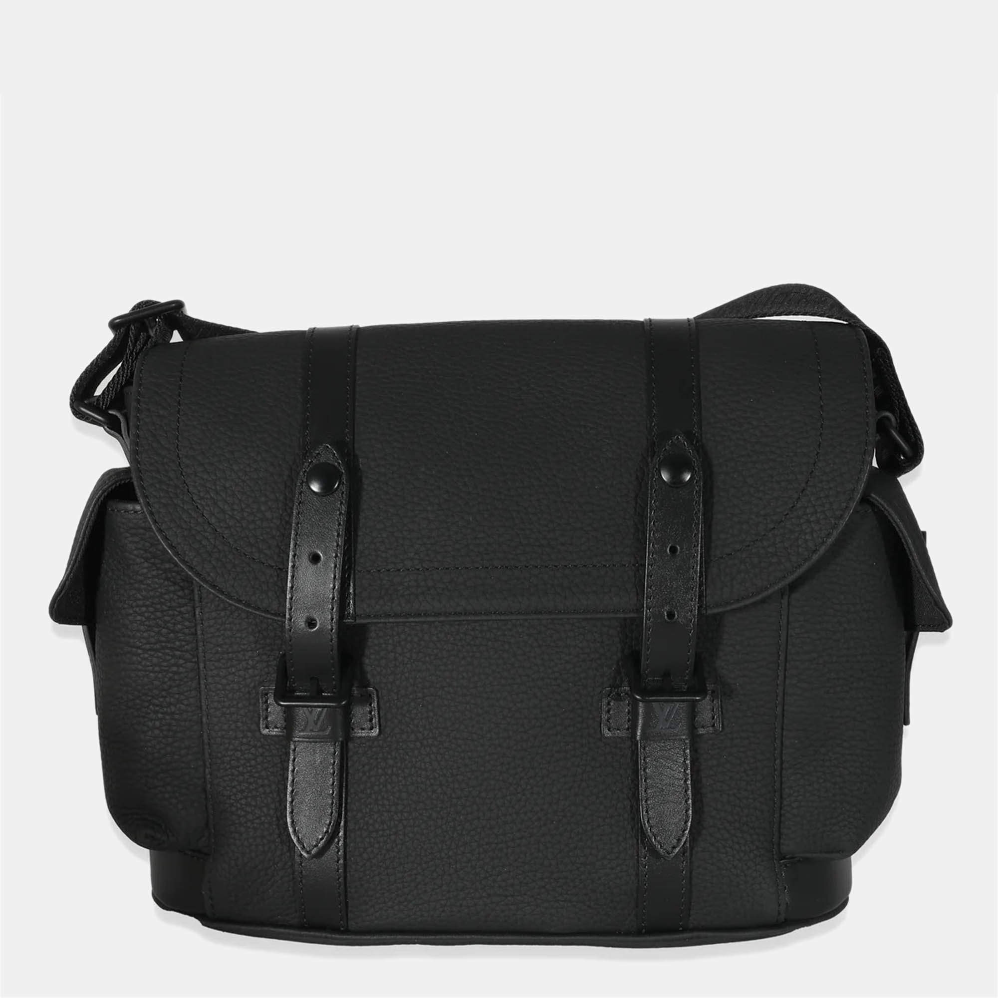 Louis Vuitton Black Taurillon Leather Christopher Messenger Bag 