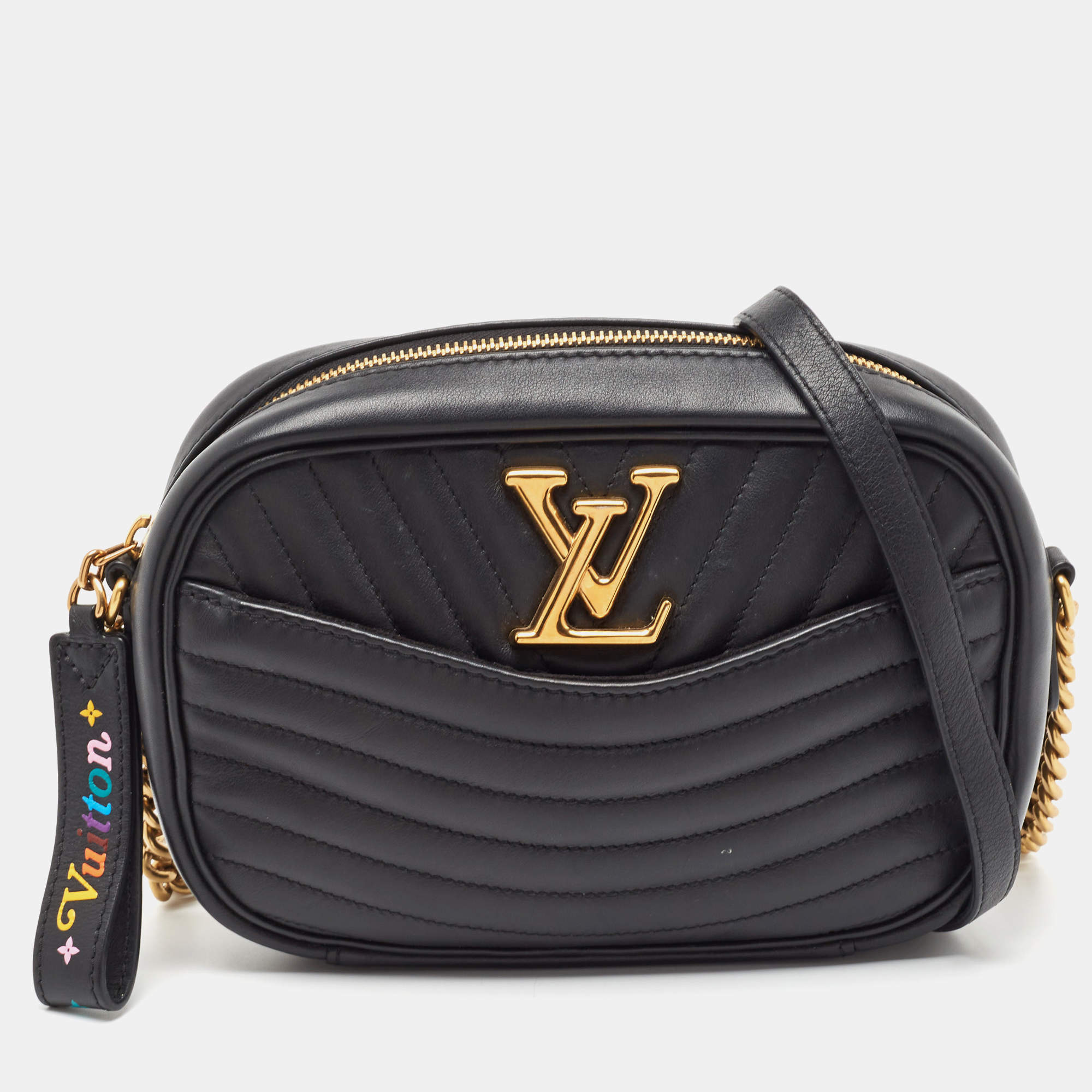 Pre Owned Louis Vuitton Black Leather New Wave Camera Bag