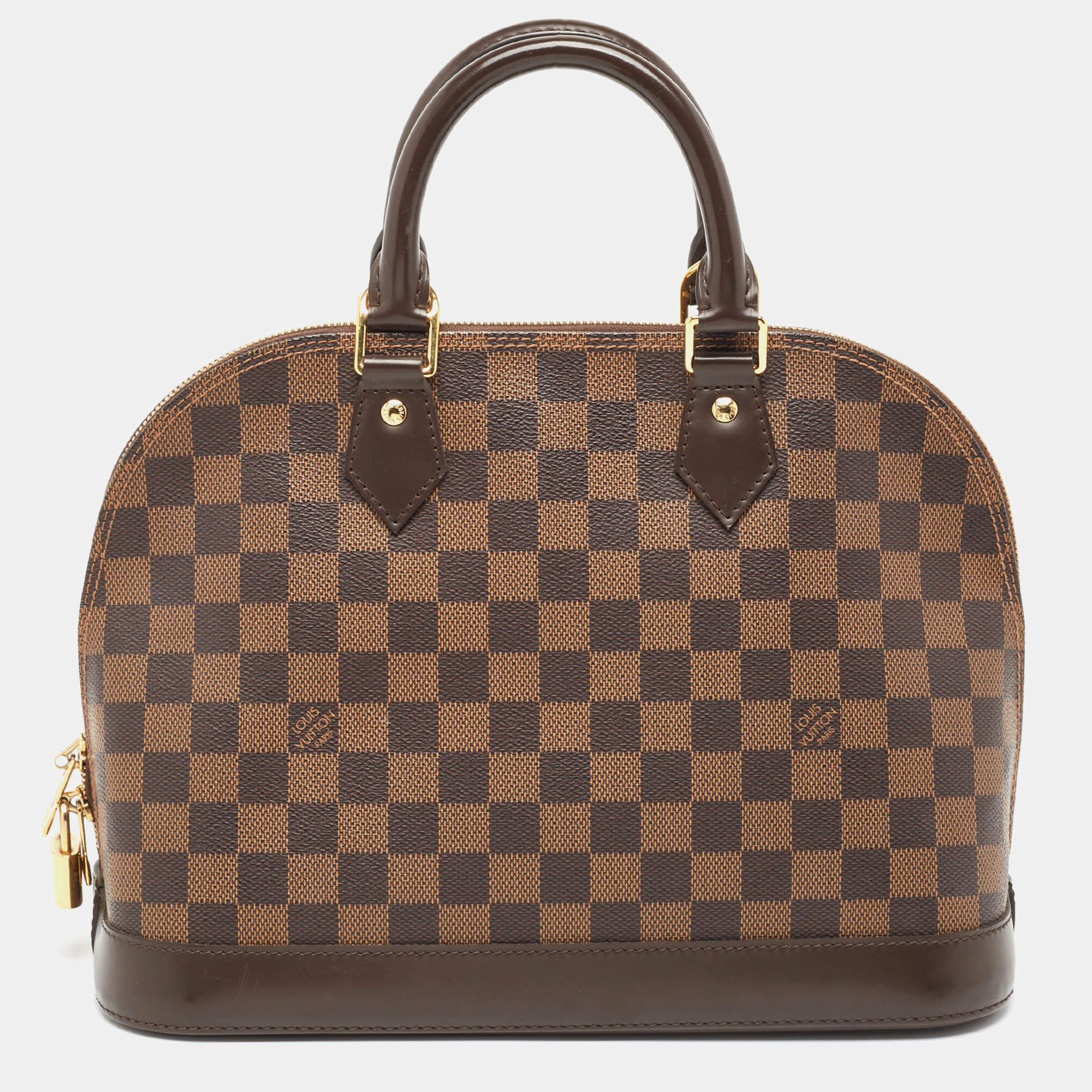 Pre Owned Louis Vuitton Brown Damier Ebene Canvas Alma PM Handbag