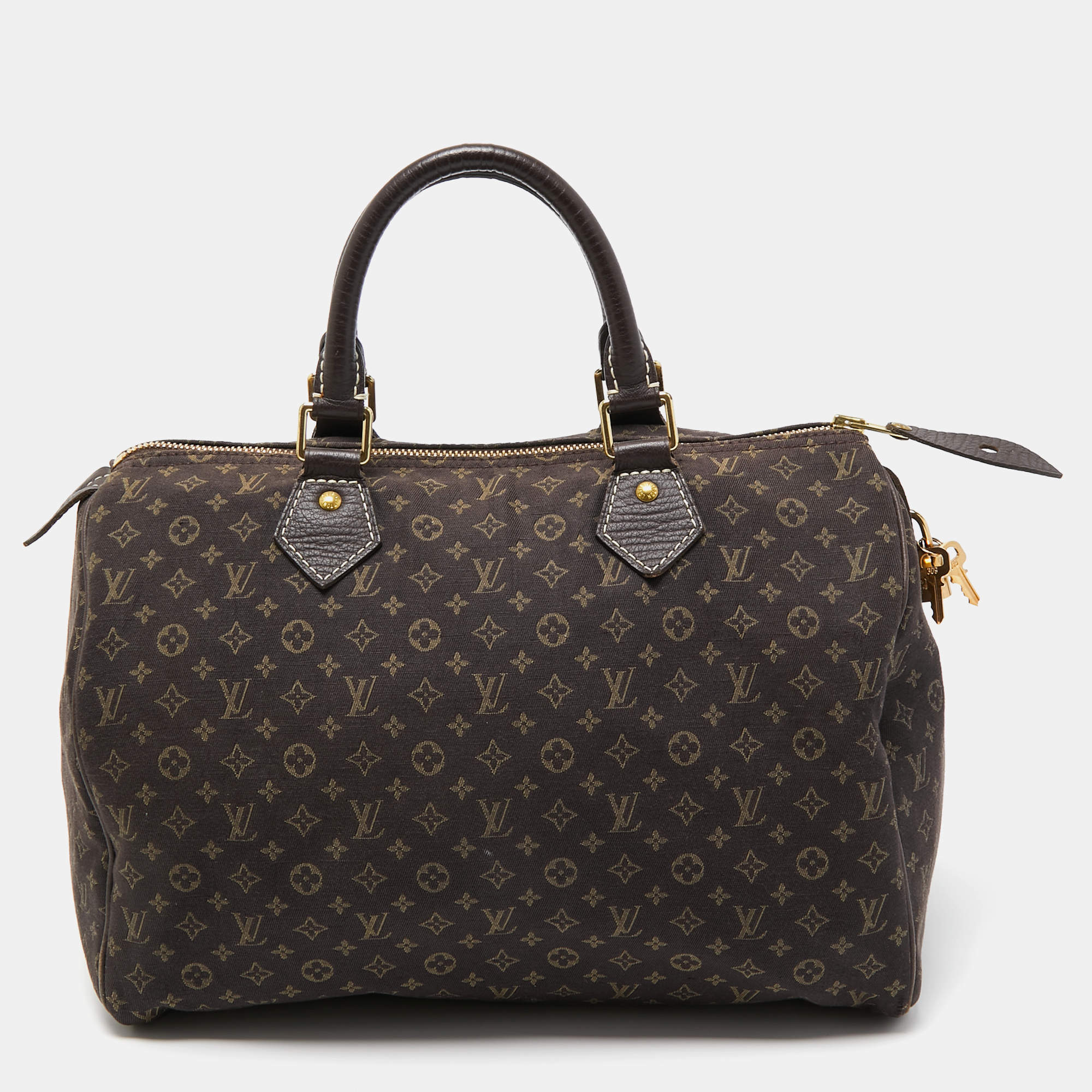 مملوكة مسبقًا Louis Vuitton Fusain Monogram Mini Lin Canvas Speedy 30 Bag