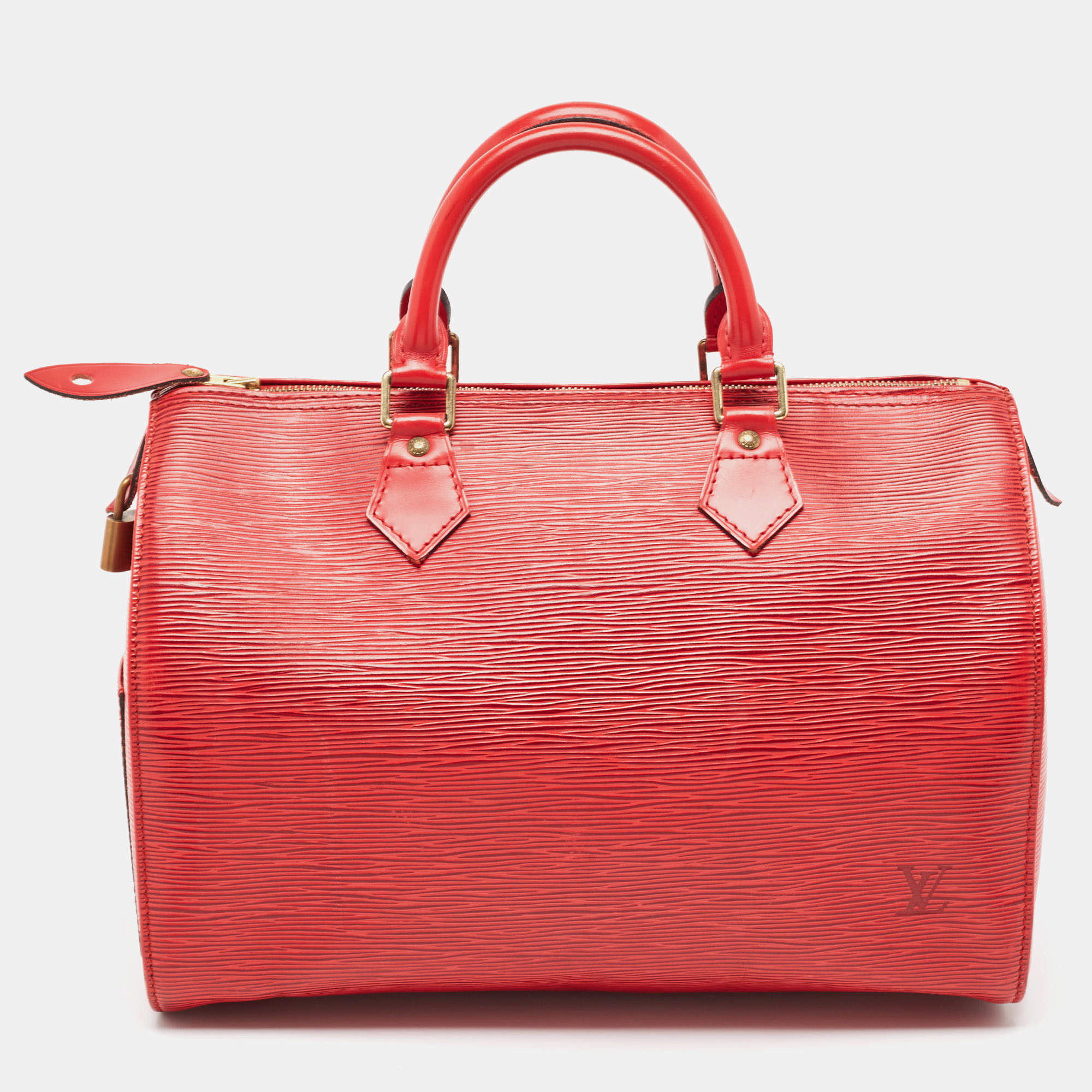 Pre Owned Louis Vuitton Red Epi Leather Speedy 30 Bag