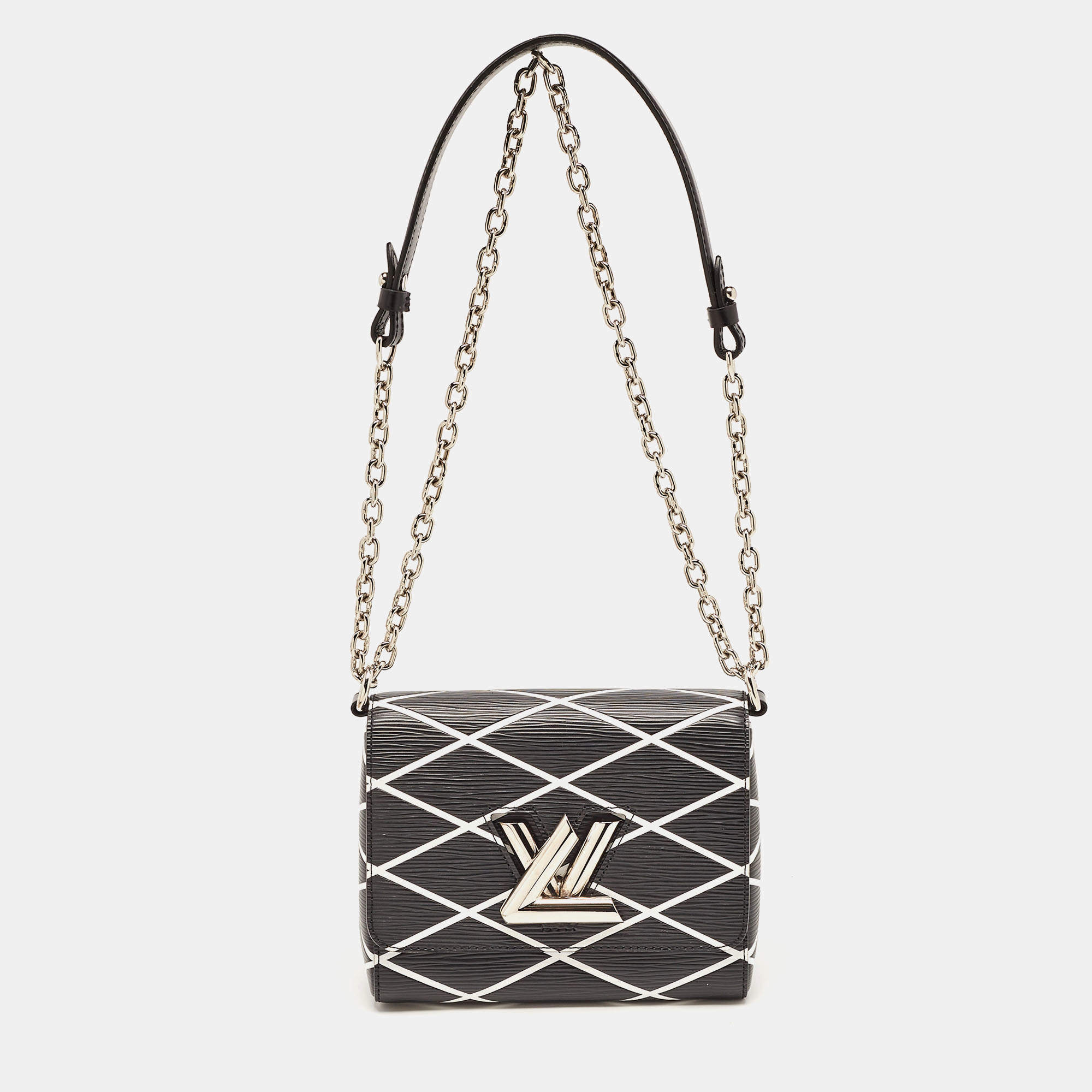 Pre Owned Louis Vuitton Black/White Malletage Epi Leather Twist PM Bag