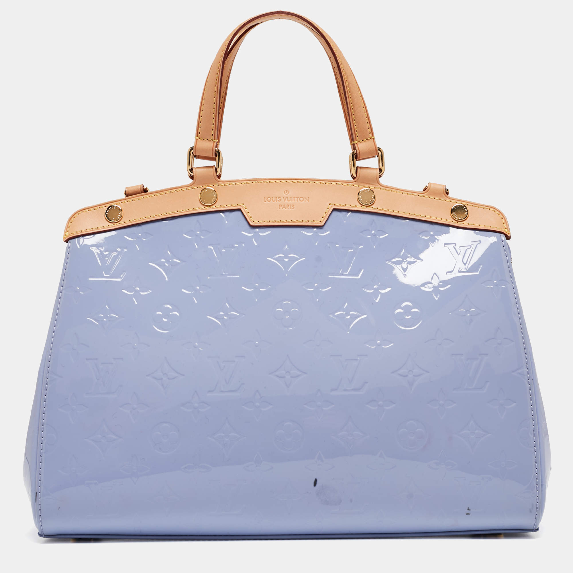 Pre Owned Louis Vuitton Lilac Monogram Vernis Brea MM Bag