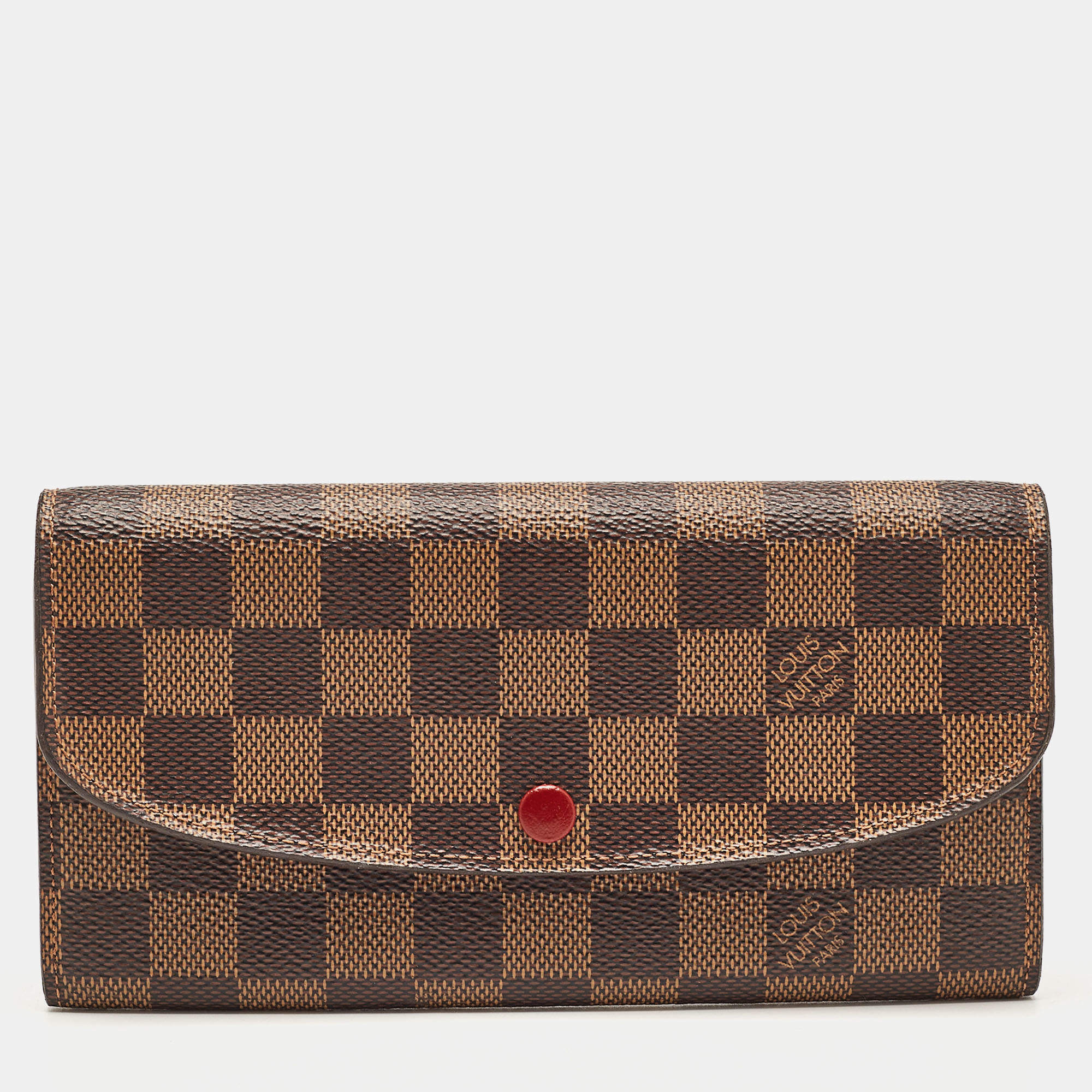 Louis Vuitton Red Damier Ebene Canvas Emilie Wallet