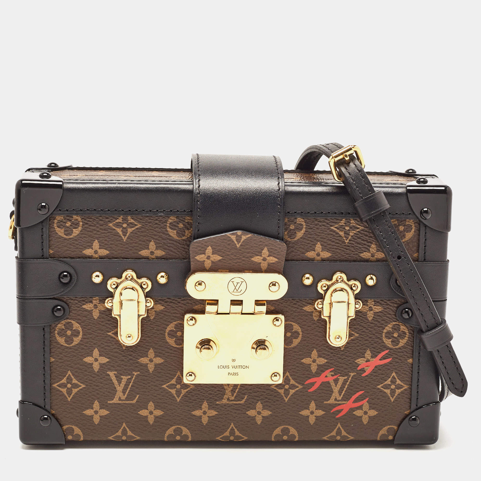 Pre Owned Louis Vuitton Black Monogram Canvas Petite Malle Bag
