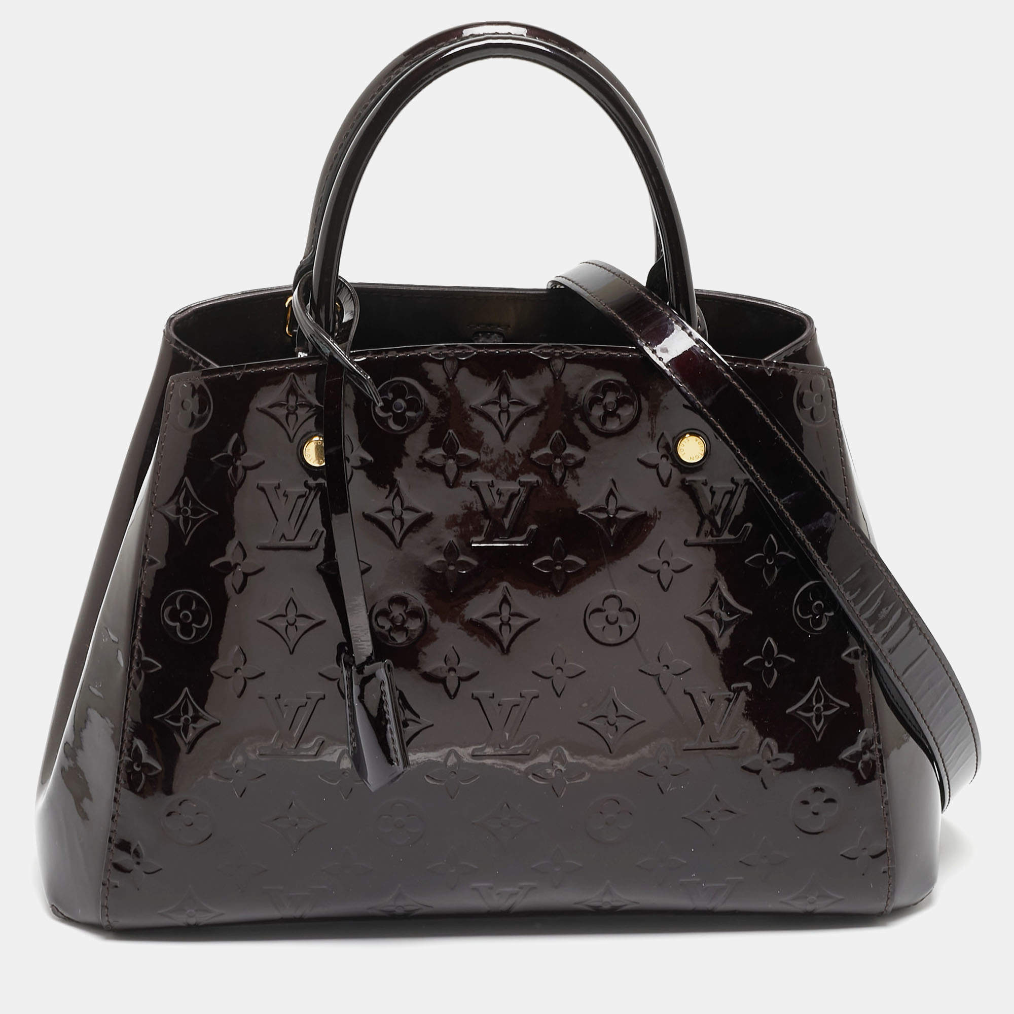 Pre Owned Louis Vuitton Amarante Monogram Vernis Montaigne MM Bag