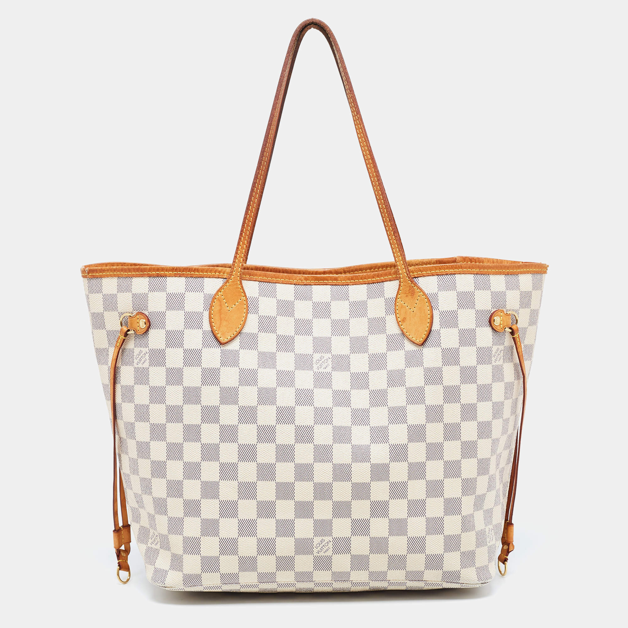 Louis Vuitton White Canvas Damier Azur Neverfull MM Tote Bag