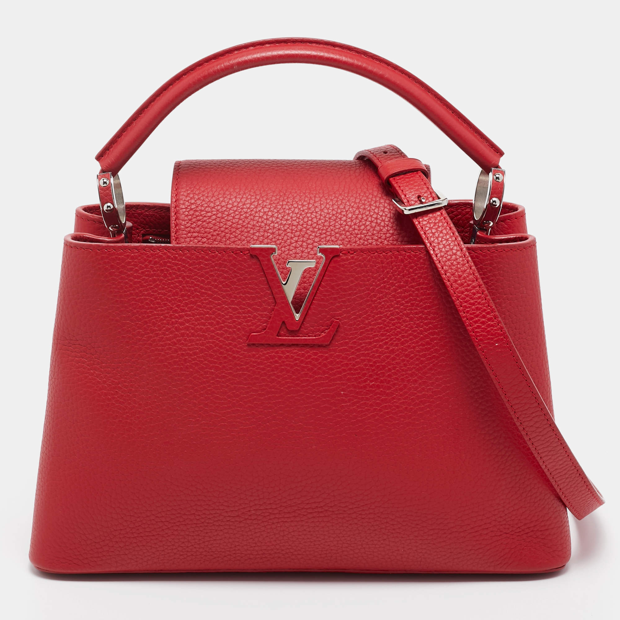 Pre Owned Louis Vuitton Rubis Taurillon Leather Capucines PM Bag