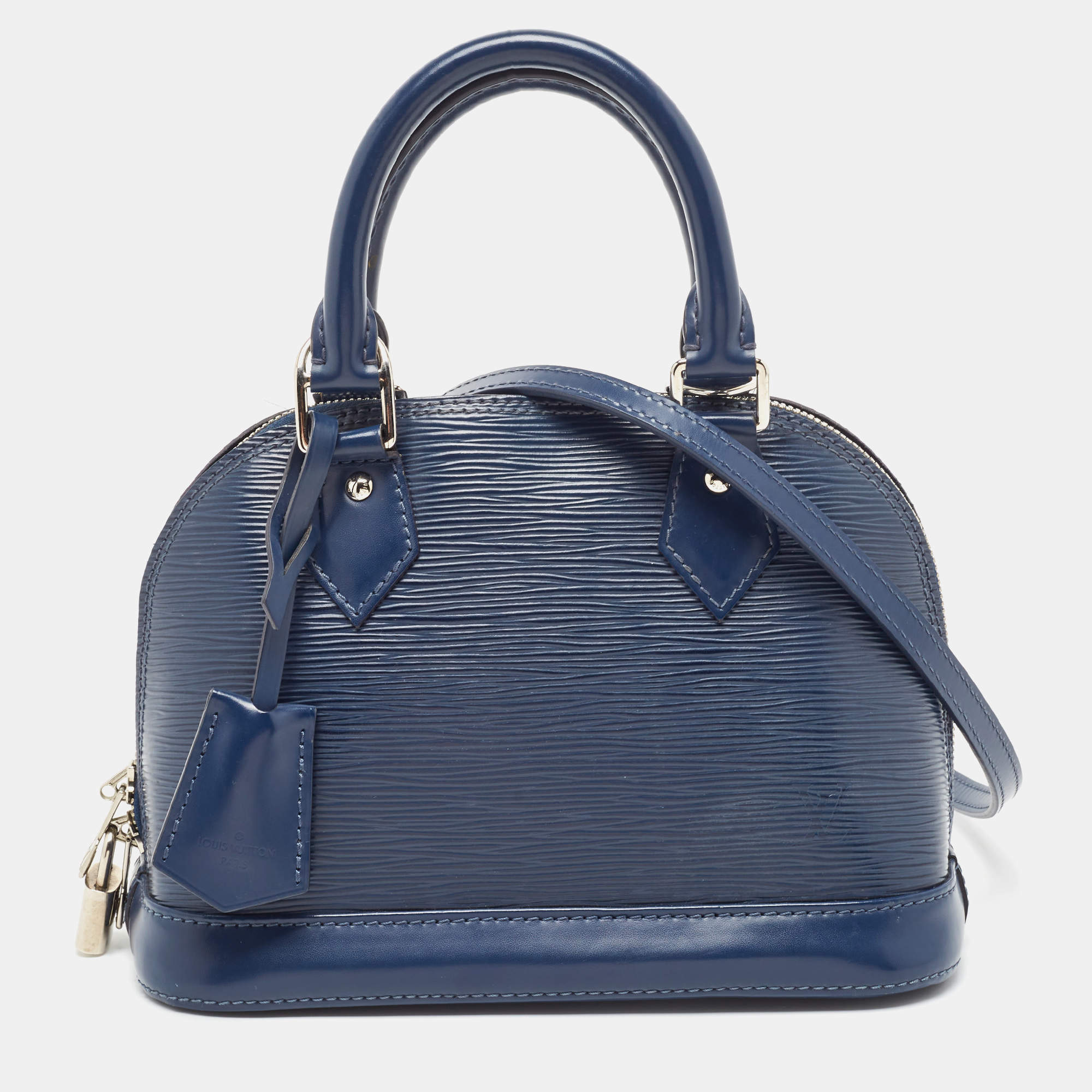 Pre Owned Louis Vuitton Myrtille Blue Epi Leather Alma BB Bag
