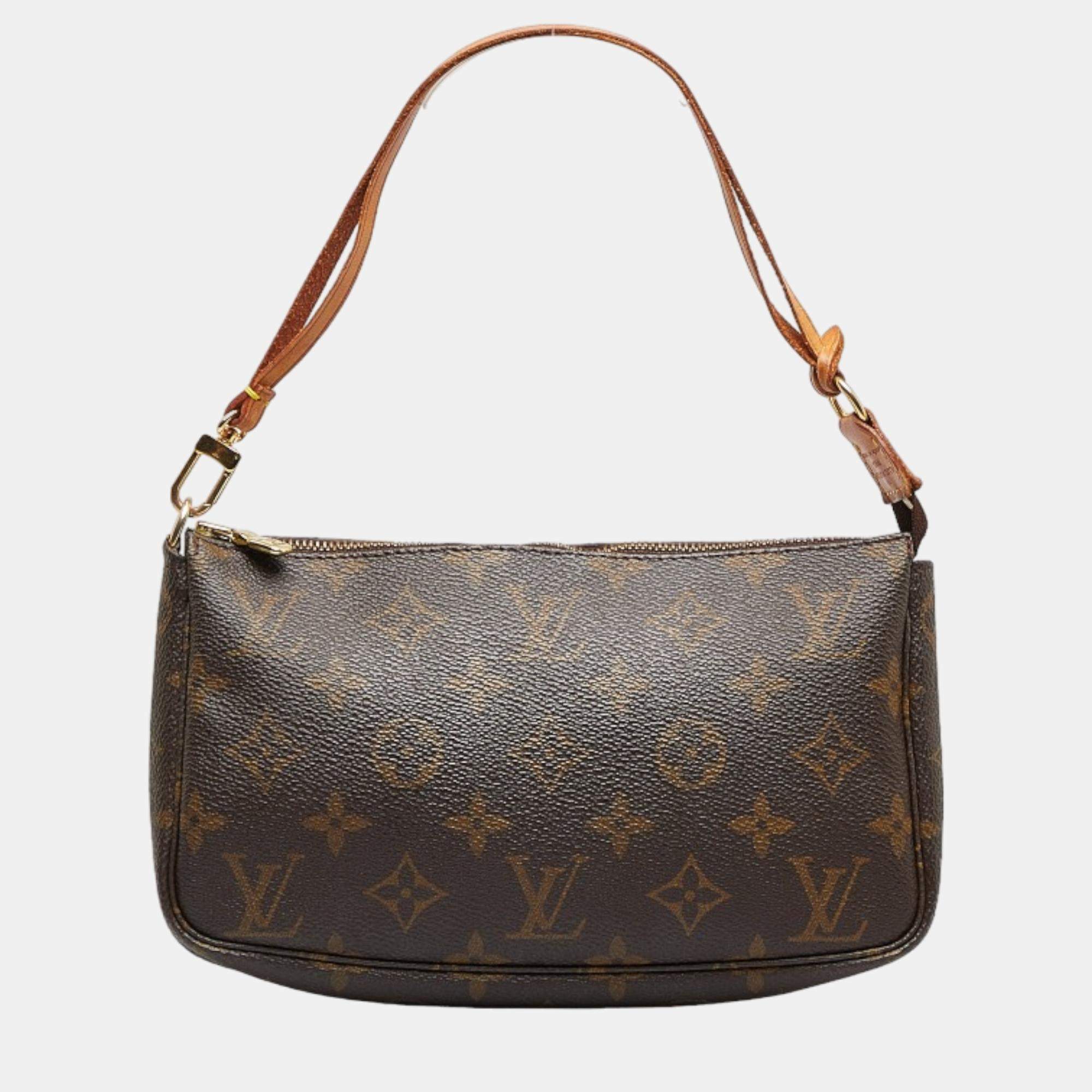 Pre Owned Louis Vuitton Brown Canvas Monogram Pochette Accessoires Shoulder Bag