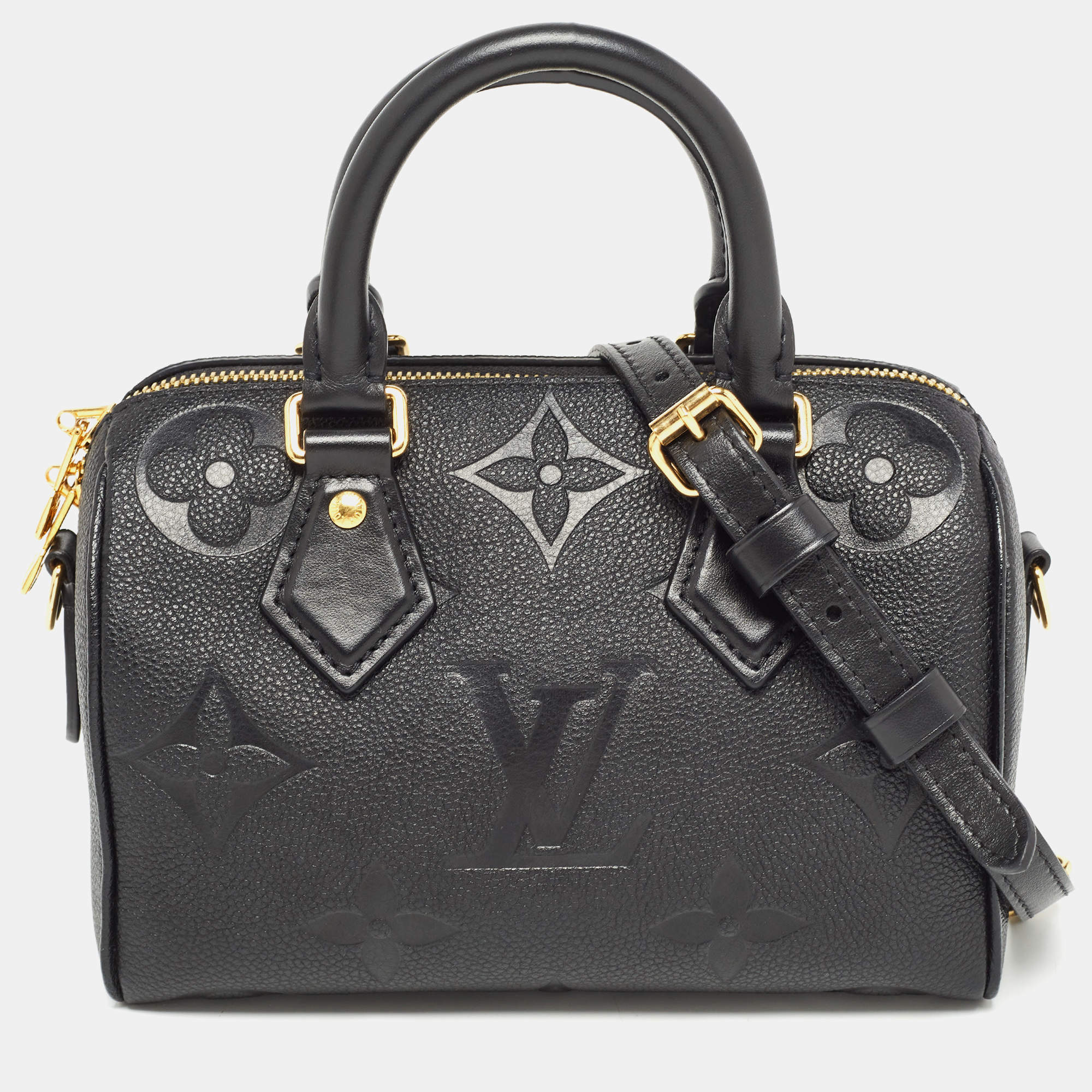 Pre Owned Louis Vuitton Black Empreinte Monogram Leather Speedy Bandouliere 20 Bag