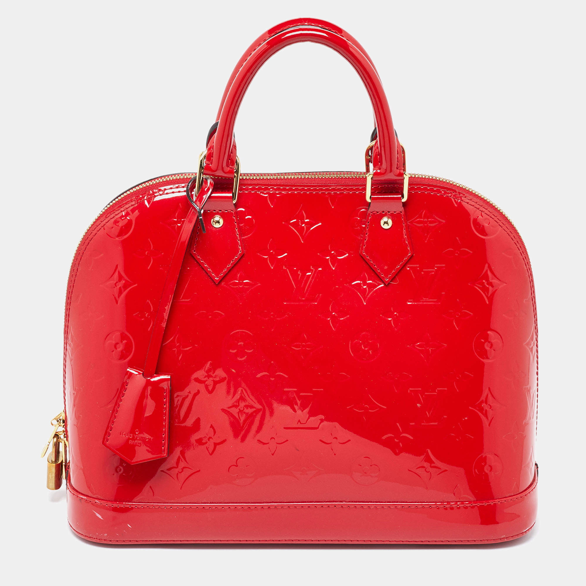 Pre Owned Louis Vuitton Cerise Monogram Vernis Alma PM Bag
