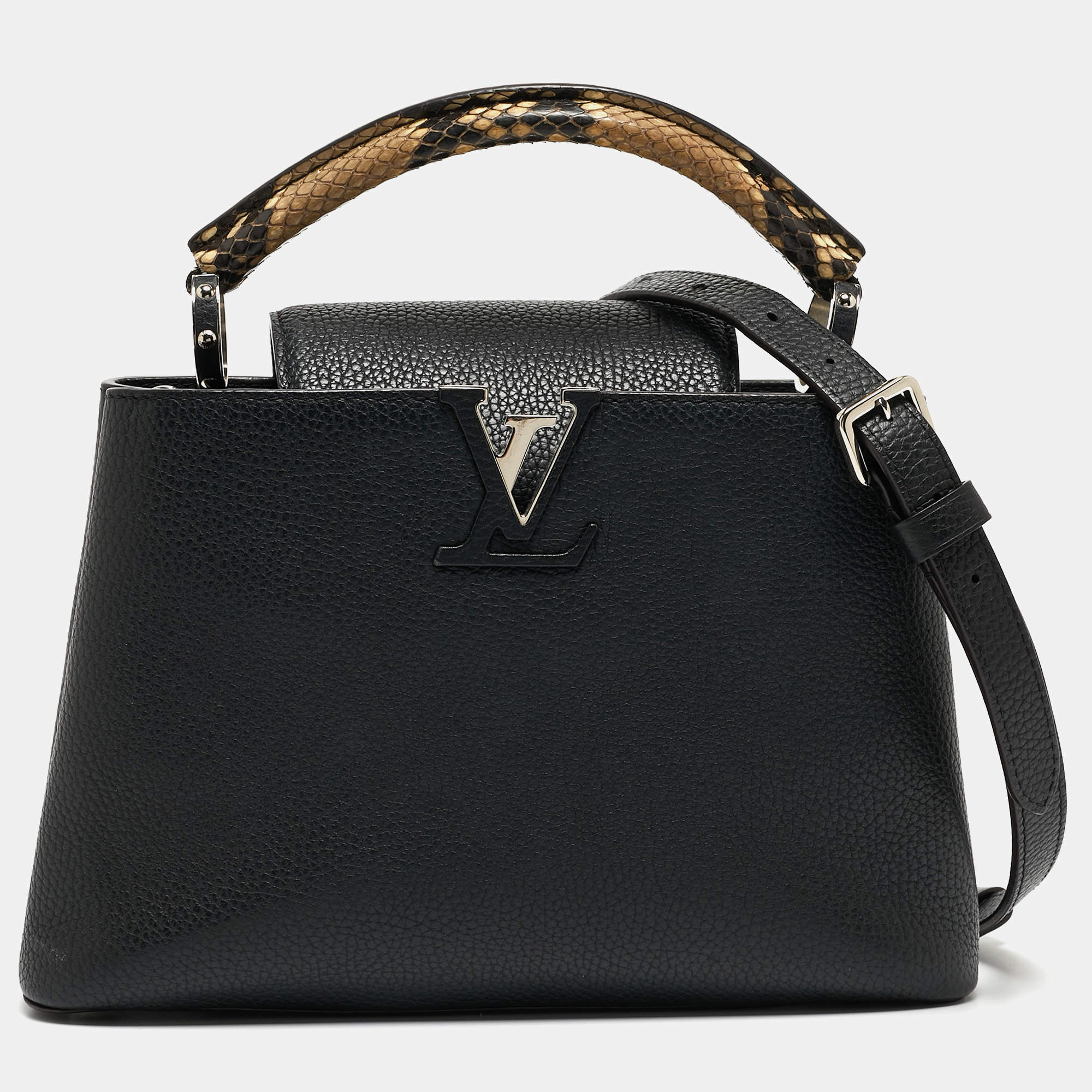 مملوكة مسبقًا Louis Vuitton Black/Beige Taurillon Leather and Python Capucines BB Bag