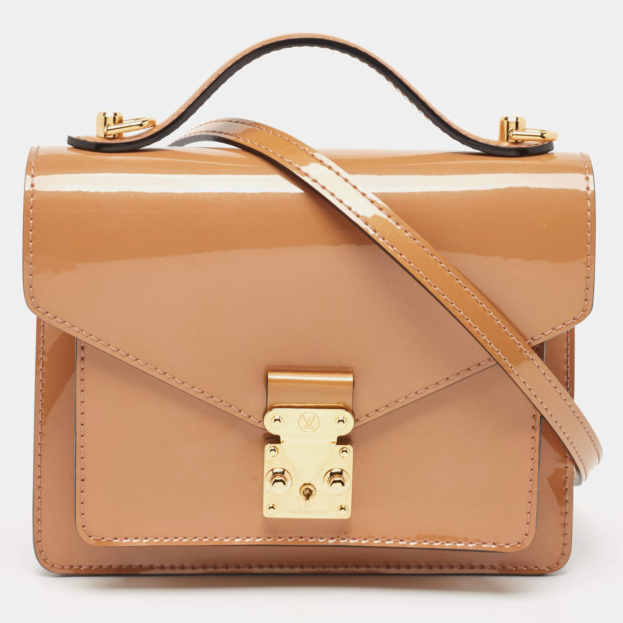 Pre Owned Louis Vuitton Rose Velours Vernis Monceau BB Bag