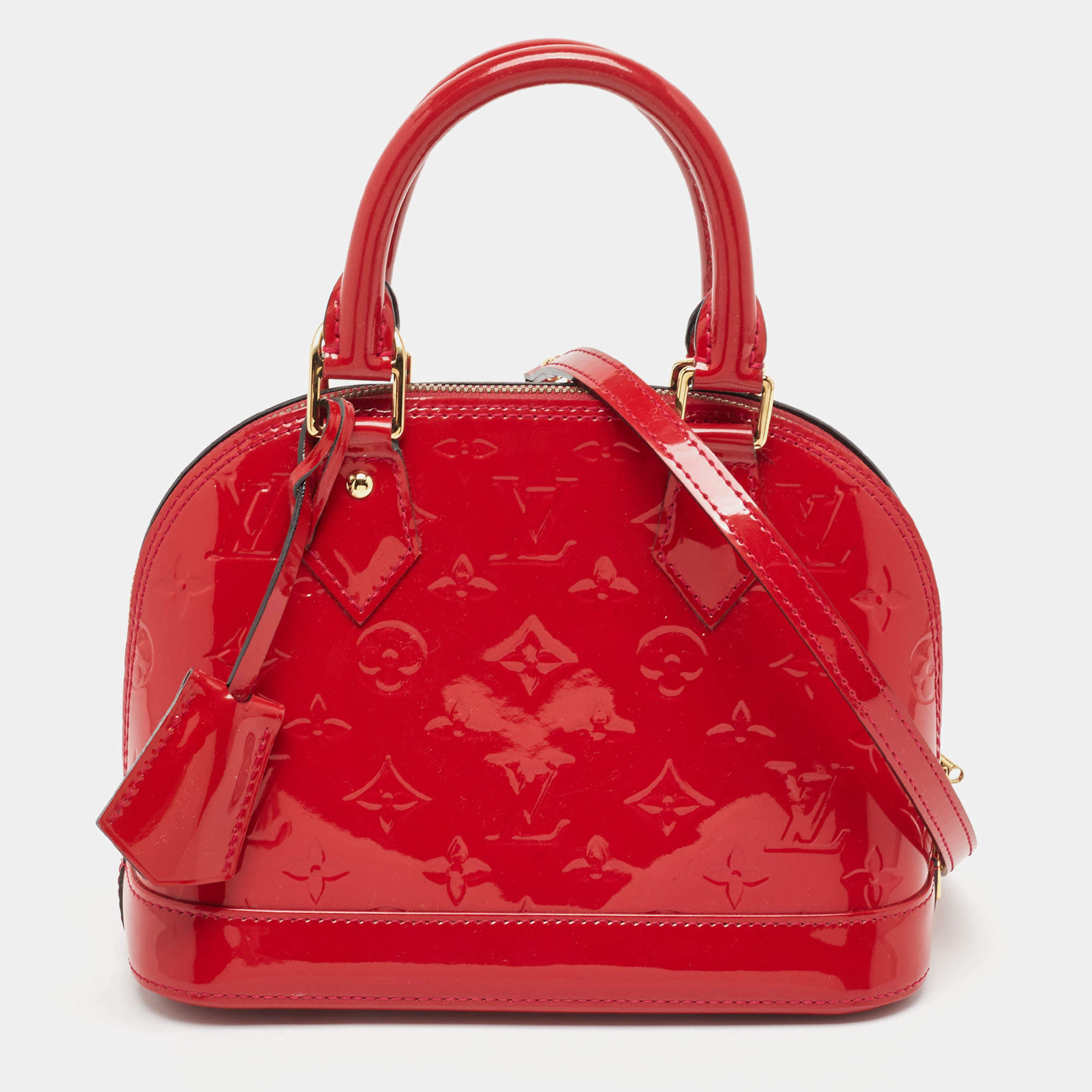 Pre Owned Louis Vuitton Cerise Monogram Vernis Alma BB Bag