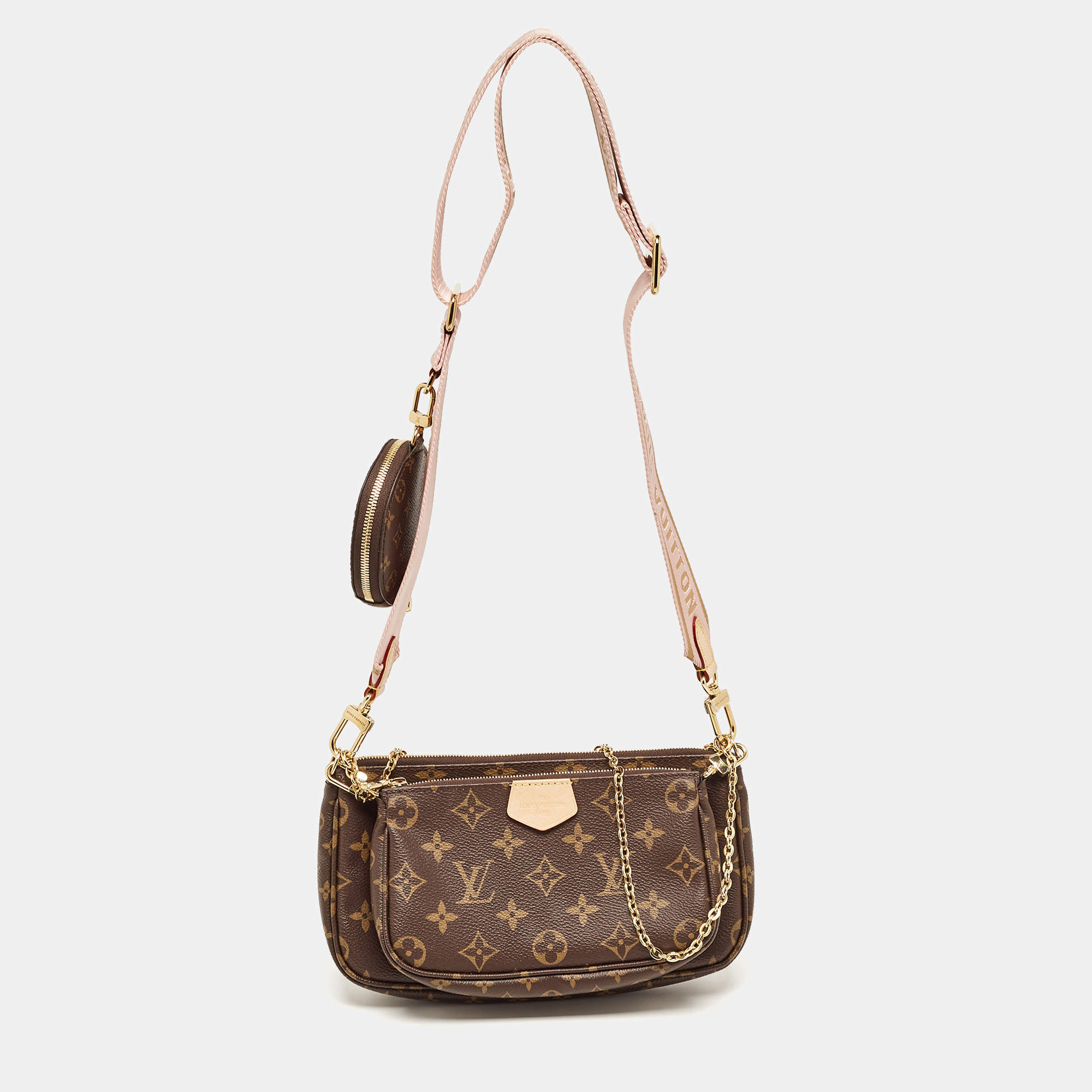 Pre Owned Louis Vuitton Rose Clair Monogram Canvas Multi Pochette Accessoires