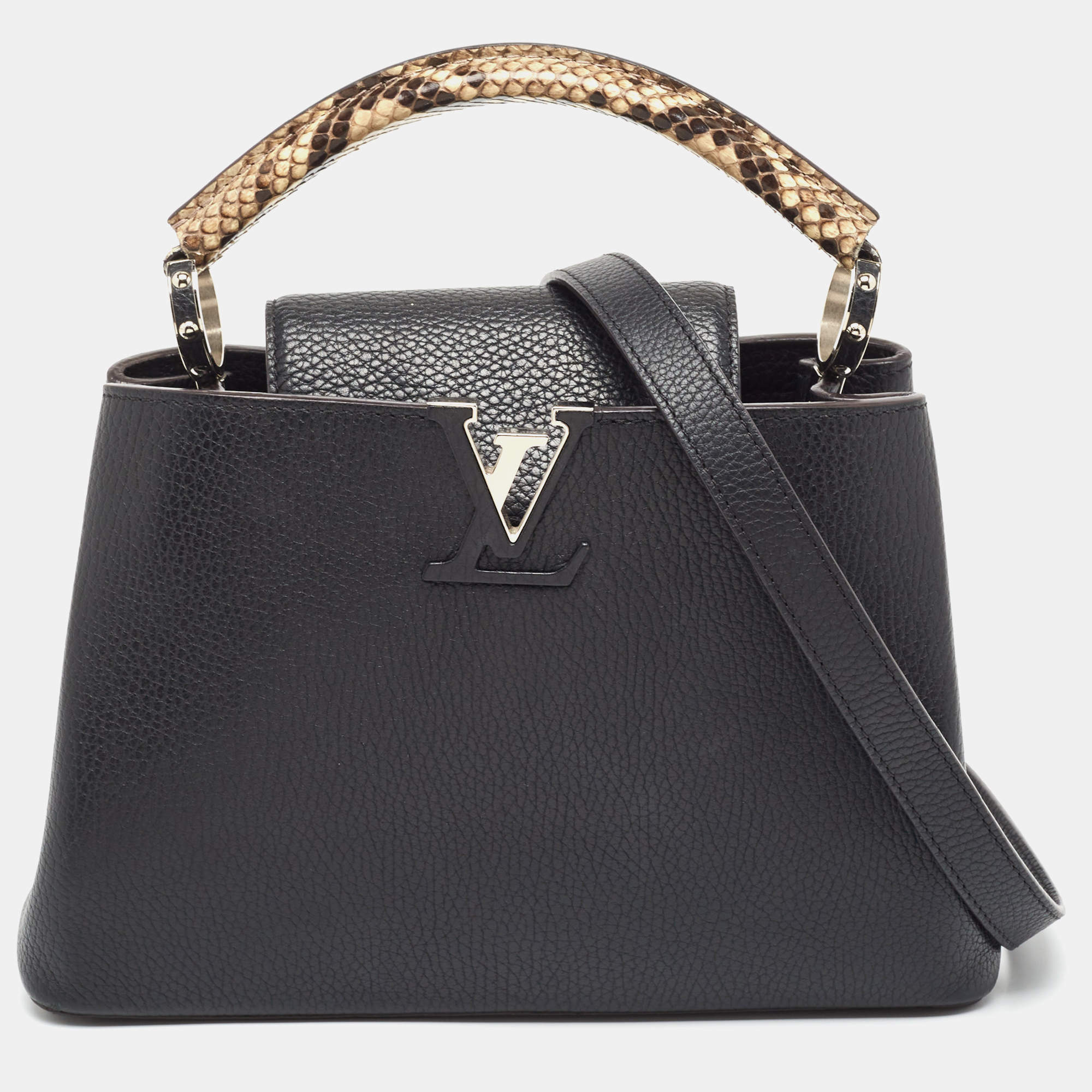 Louis Vuitton Black/Beige Taurillon Leather and Python Capucines BB Bag